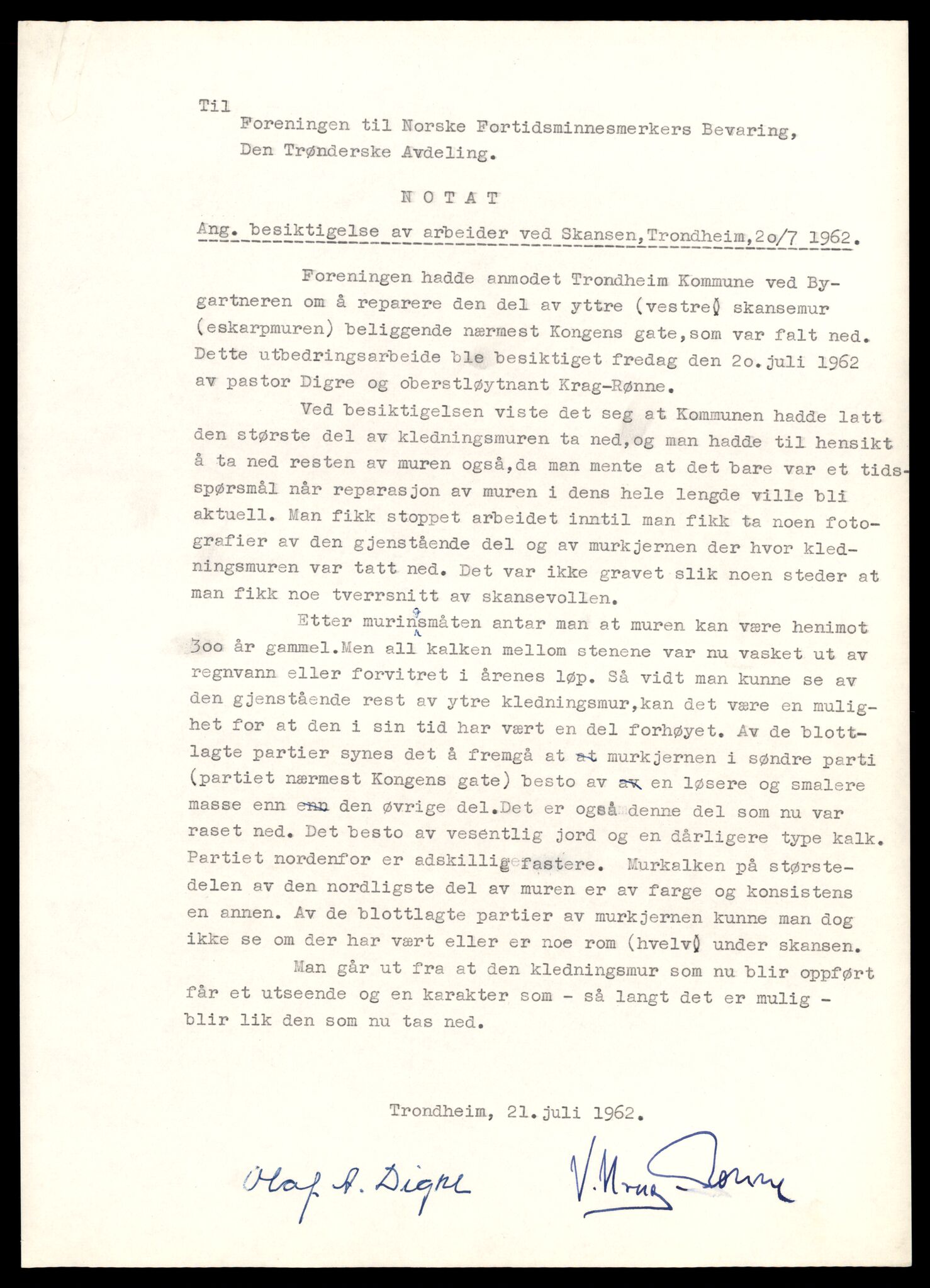 Fortidsminneforeningen, Den trønderske avdeling, AV/SAT-PA-0592/D/Da/L0033: Sakarkiv etter nøkkel, s. 73