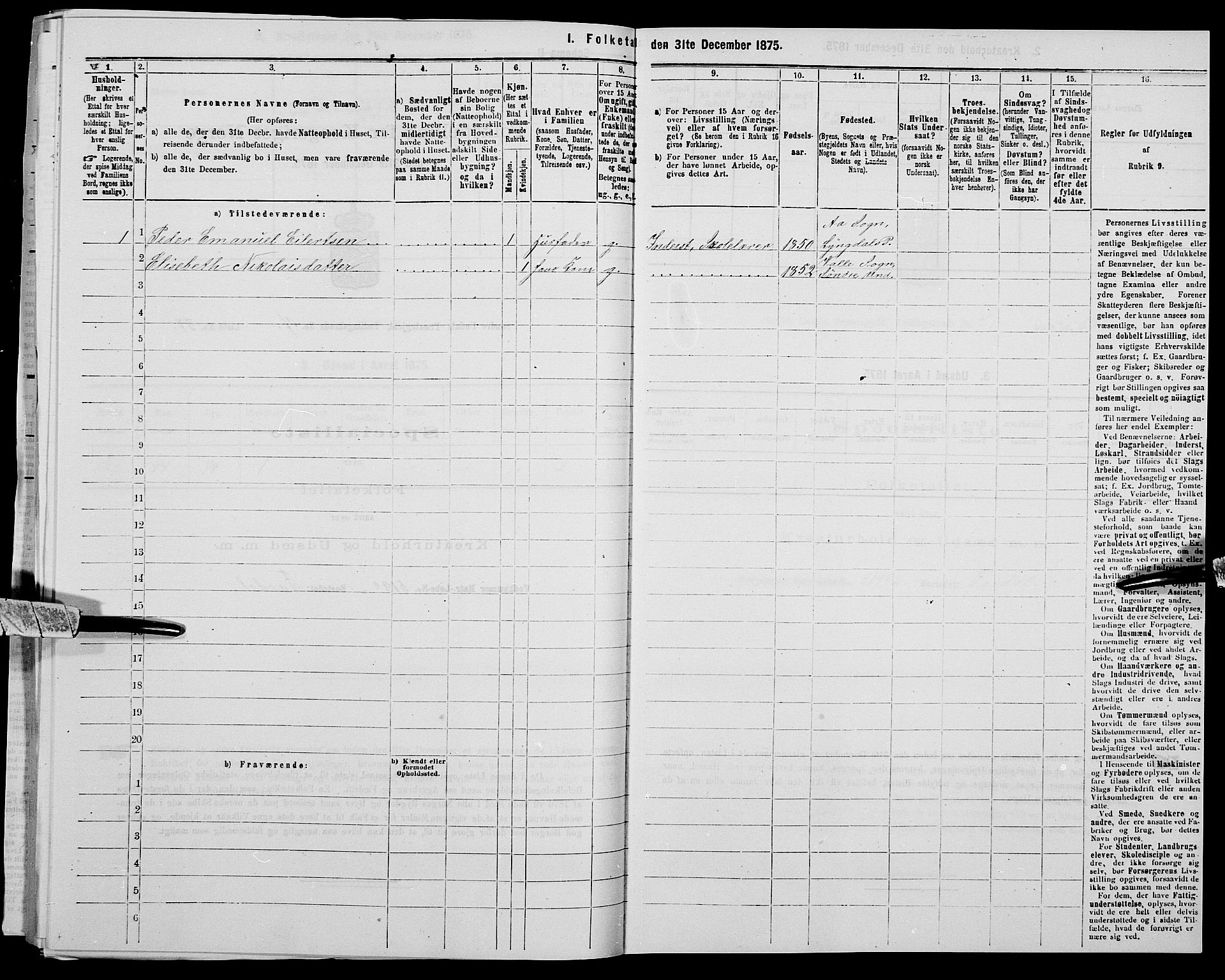 SAK, Folketelling 1875 for 1029P Sør-Audnedal prestegjeld, 1875, s. 1060