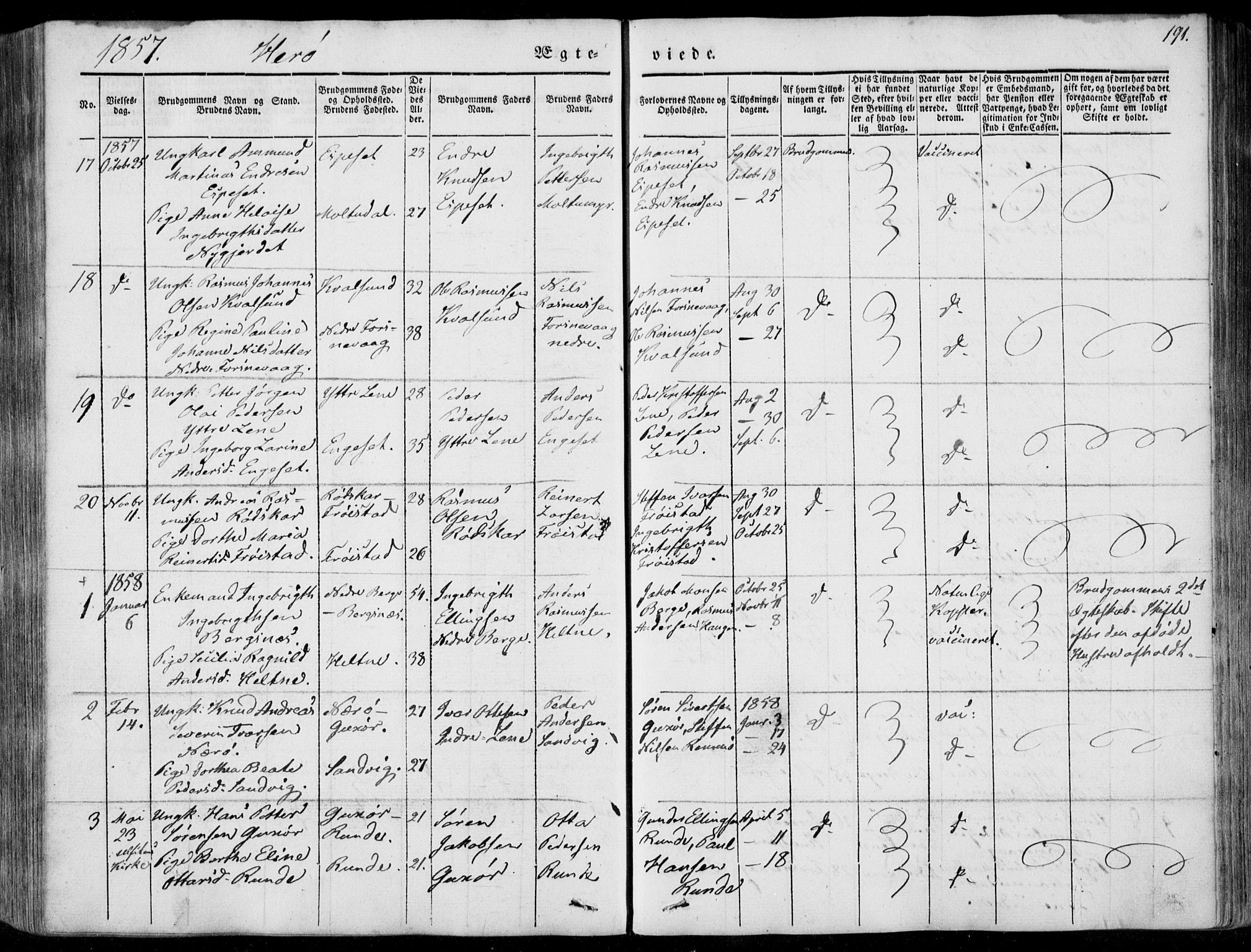 Ministerialprotokoller, klokkerbøker og fødselsregistre - Møre og Romsdal, AV/SAT-A-1454/507/L0070: Ministerialbok nr. 507A05, 1842-1873, s. 191