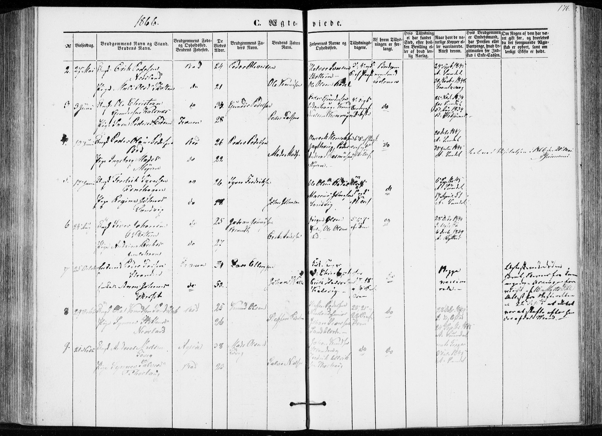 Ministerialprotokoller, klokkerbøker og fødselsregistre - Møre og Romsdal, AV/SAT-A-1454/566/L0767: Ministerialbok nr. 566A06, 1852-1868, s. 176