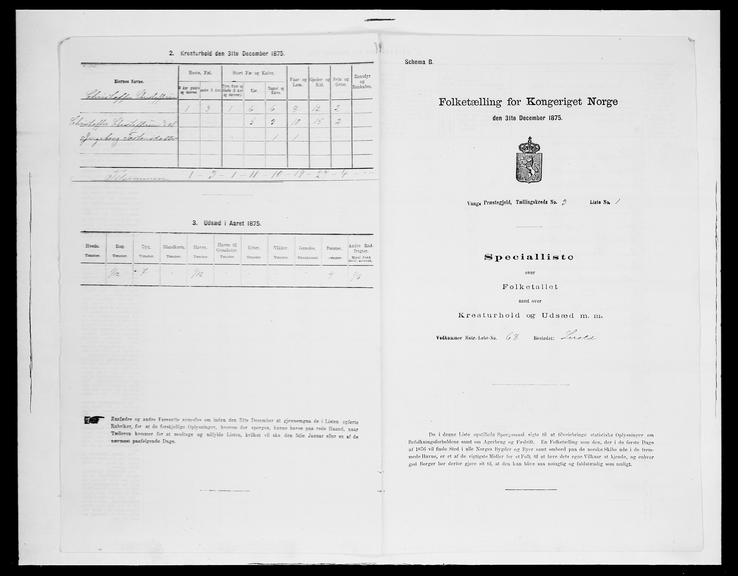 SAH, Folketelling 1875 for 0545P Vang prestegjeld, 1875, s. 264