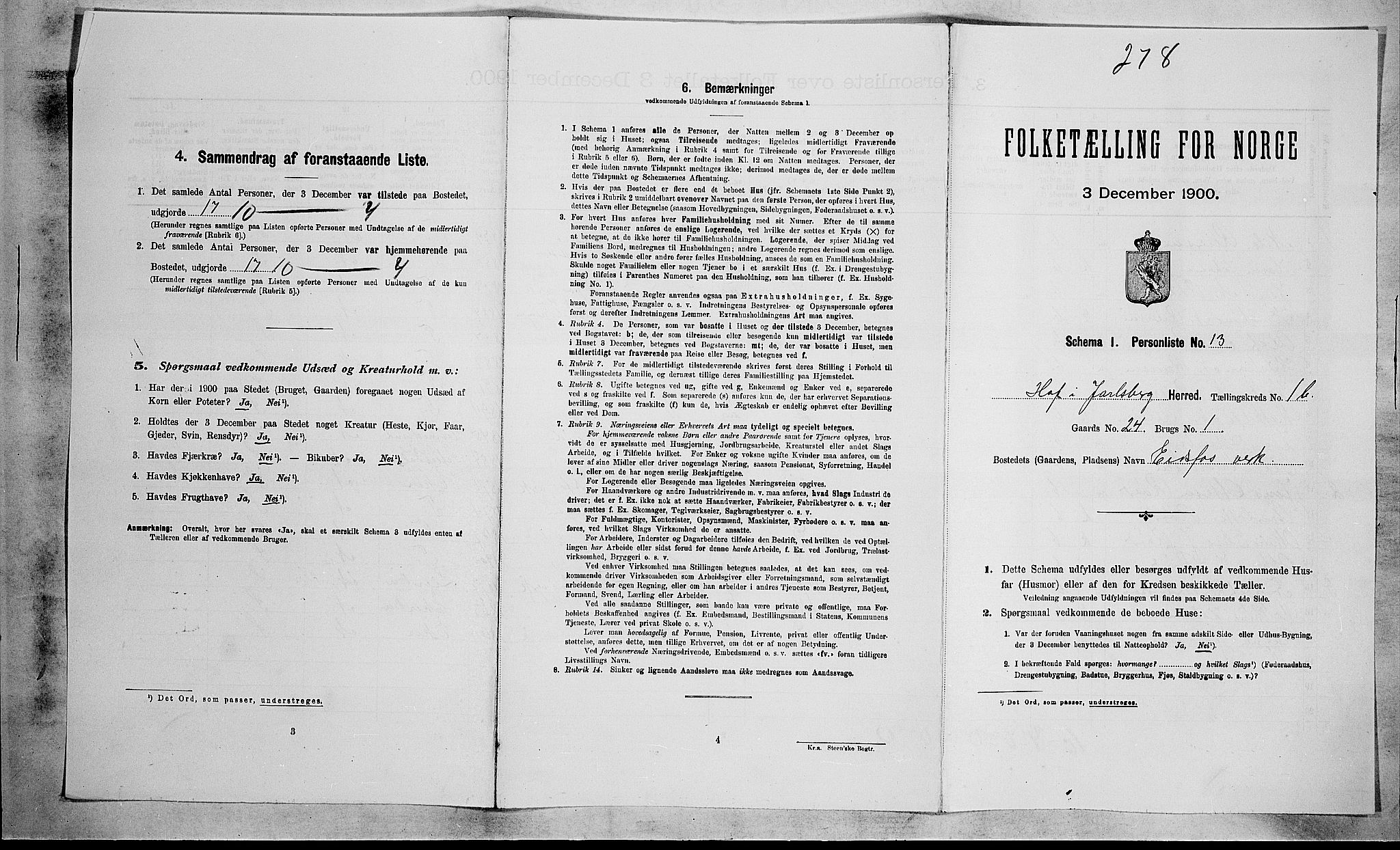 RA, Folketelling 1900 for 0714 Hof herred, 1900, s. 152