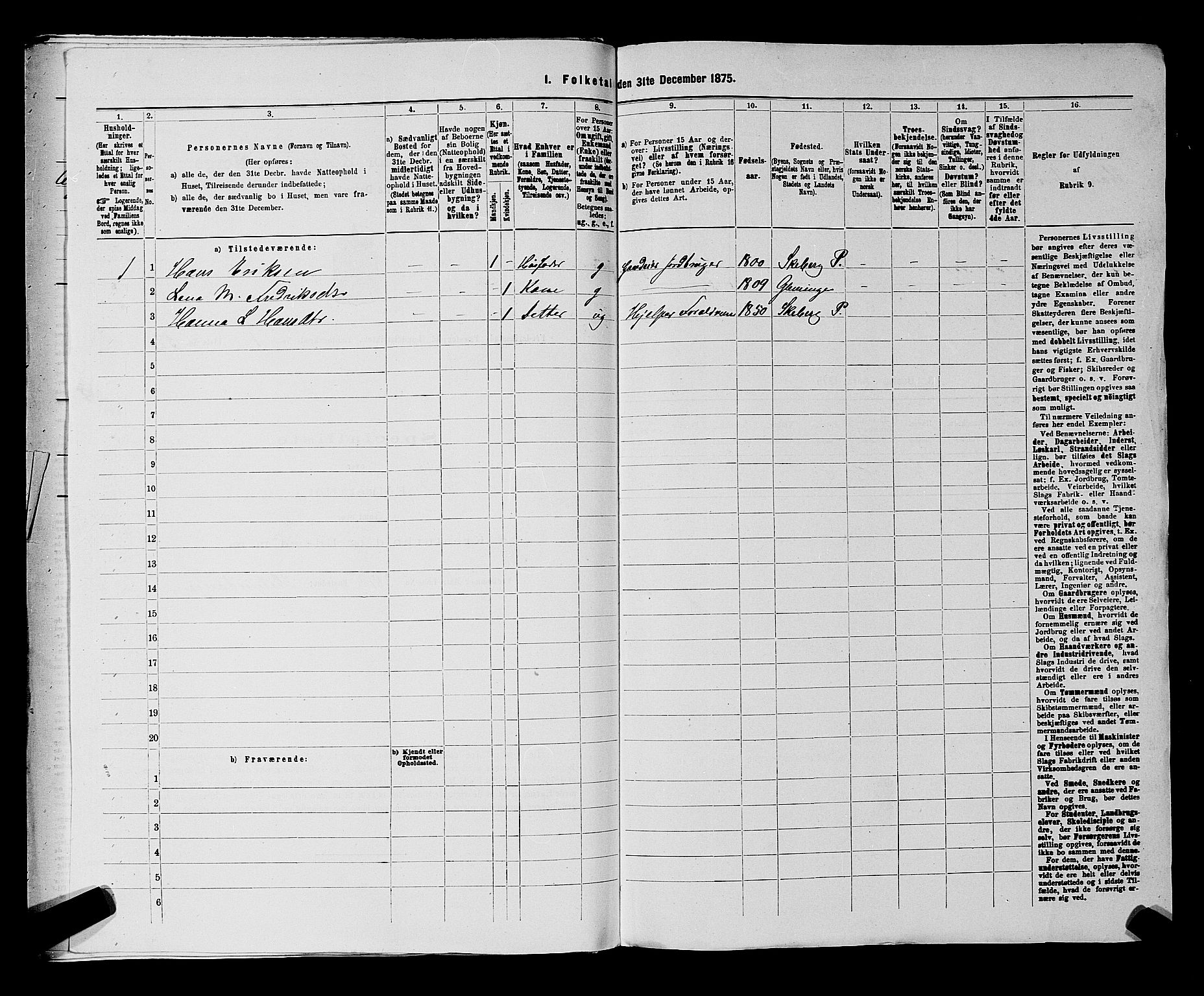 RA, Folketelling 1875 for 0132L Fredrikstad prestegjeld, Glemmen sokn, 1875, s. 243