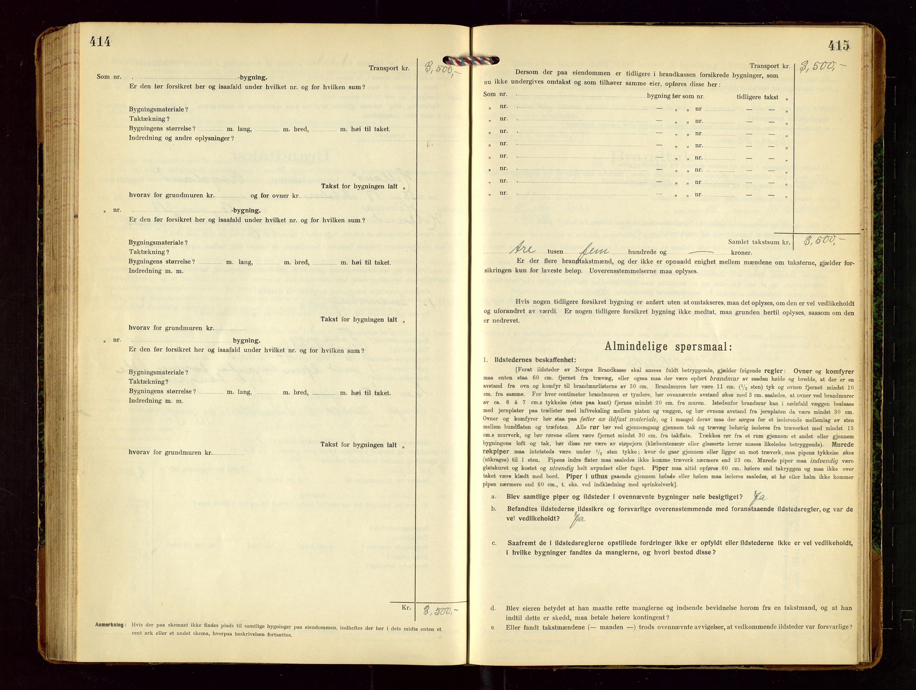 Hetland lensmannskontor, AV/SAST-A-100101/Gob/L0002: "Brandtakstprotokol", 1918-1932, s. 414-415