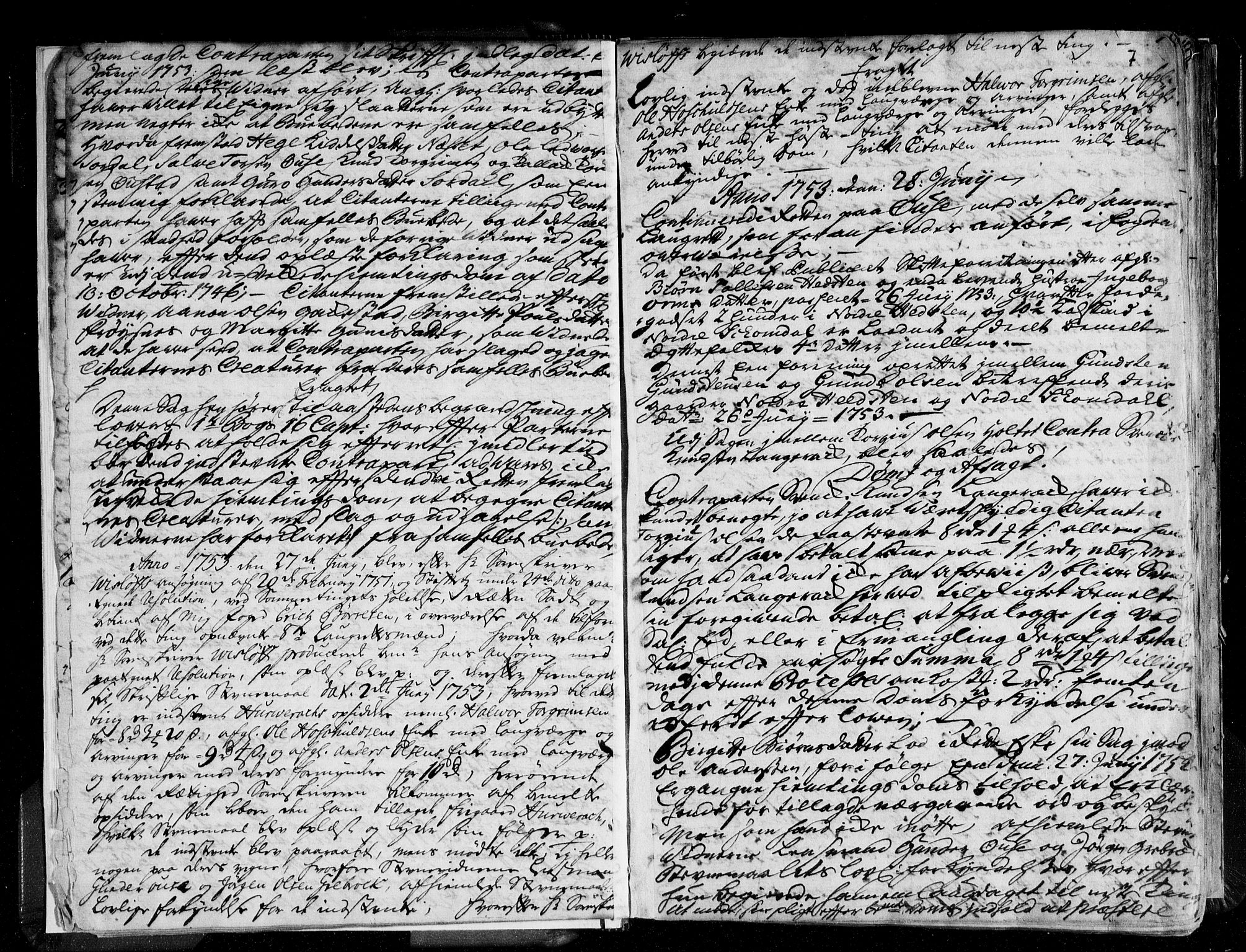 Setesdal sorenskriveri, AV/SAK-1221-0011/F/Fa/L0012: Tingbok nr 7, 1753-1762, s. 6b-7a