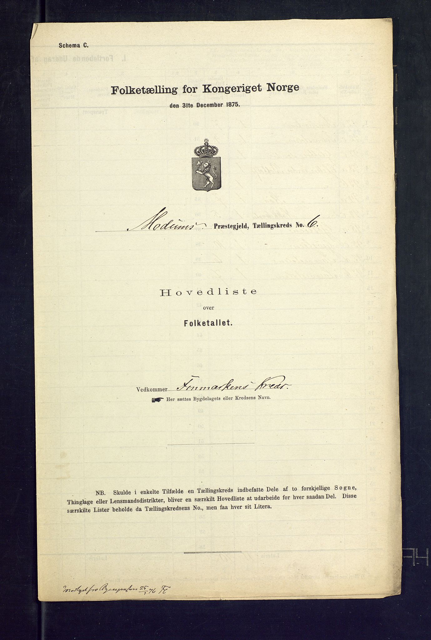 SAKO, Folketelling 1875 for 0623P Modum prestegjeld, 1875, s. 22