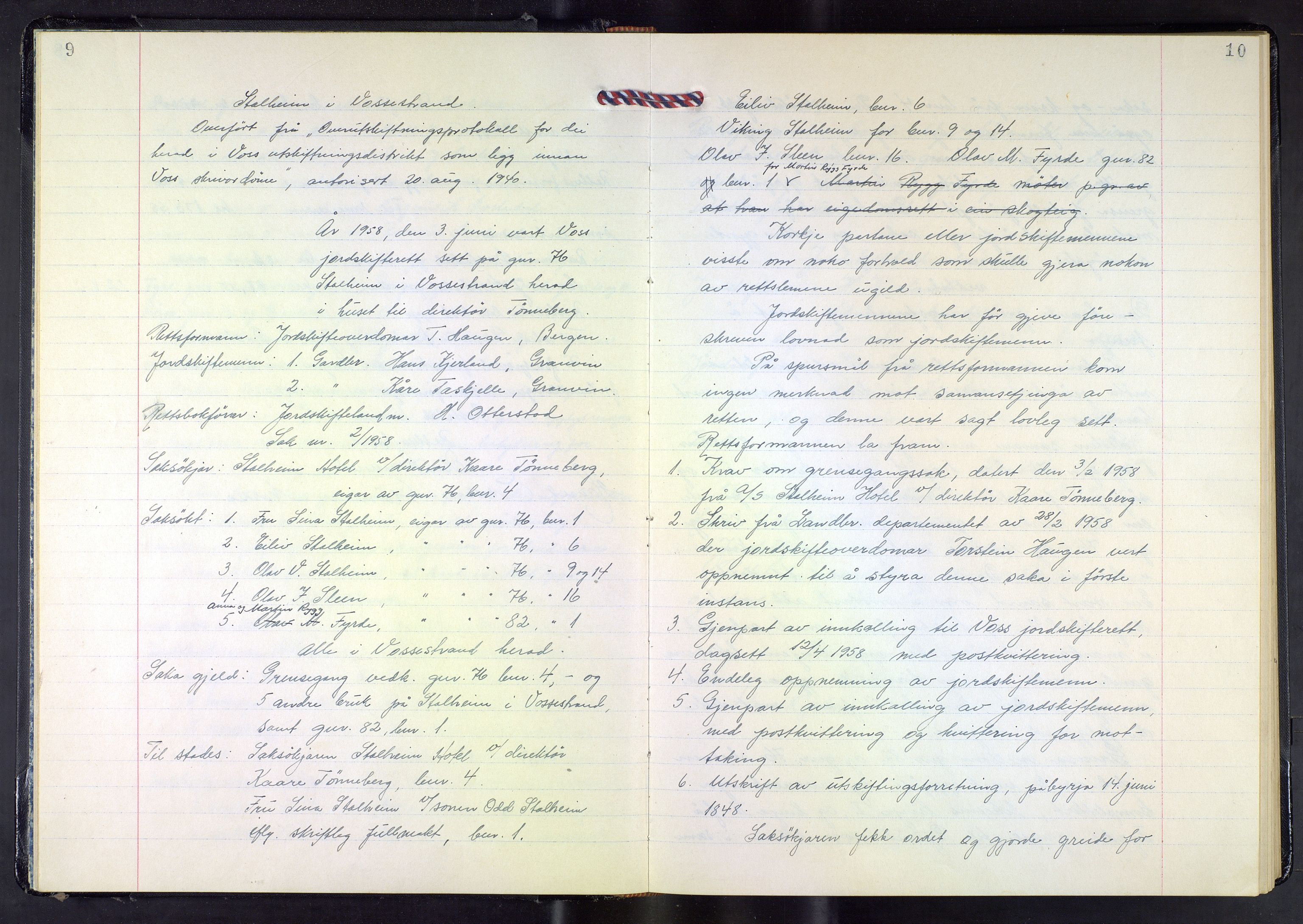 Hordaland jordskiftedøme - V Voss jordskiftedistrikt, AV/SAB-A-7201/A/Aa/L0038: Forhandlingsprotokoll, 1959-1965, s. 9-10