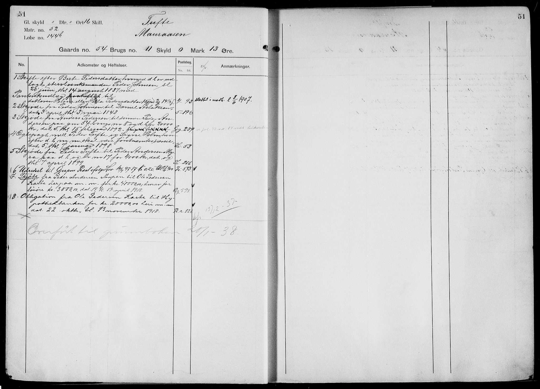 Gjerpen sorenskriveri, AV/SAKO-A-216/G/Gb/Gbd/L0002a: Panteregister nr. IV 2a, s. 51