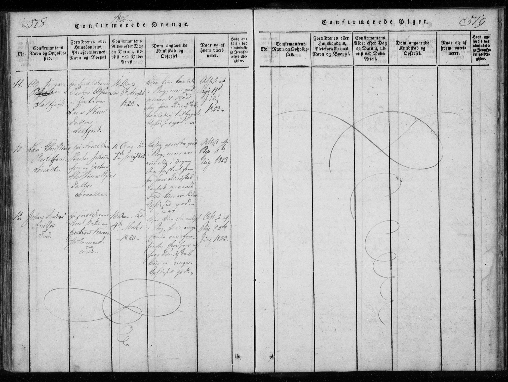 Ministerialprotokoller, klokkerbøker og fødselsregistre - Nordland, AV/SAT-A-1459/885/L1201: Ministerialbok nr. 885A02, 1820-1837, s. 518-519