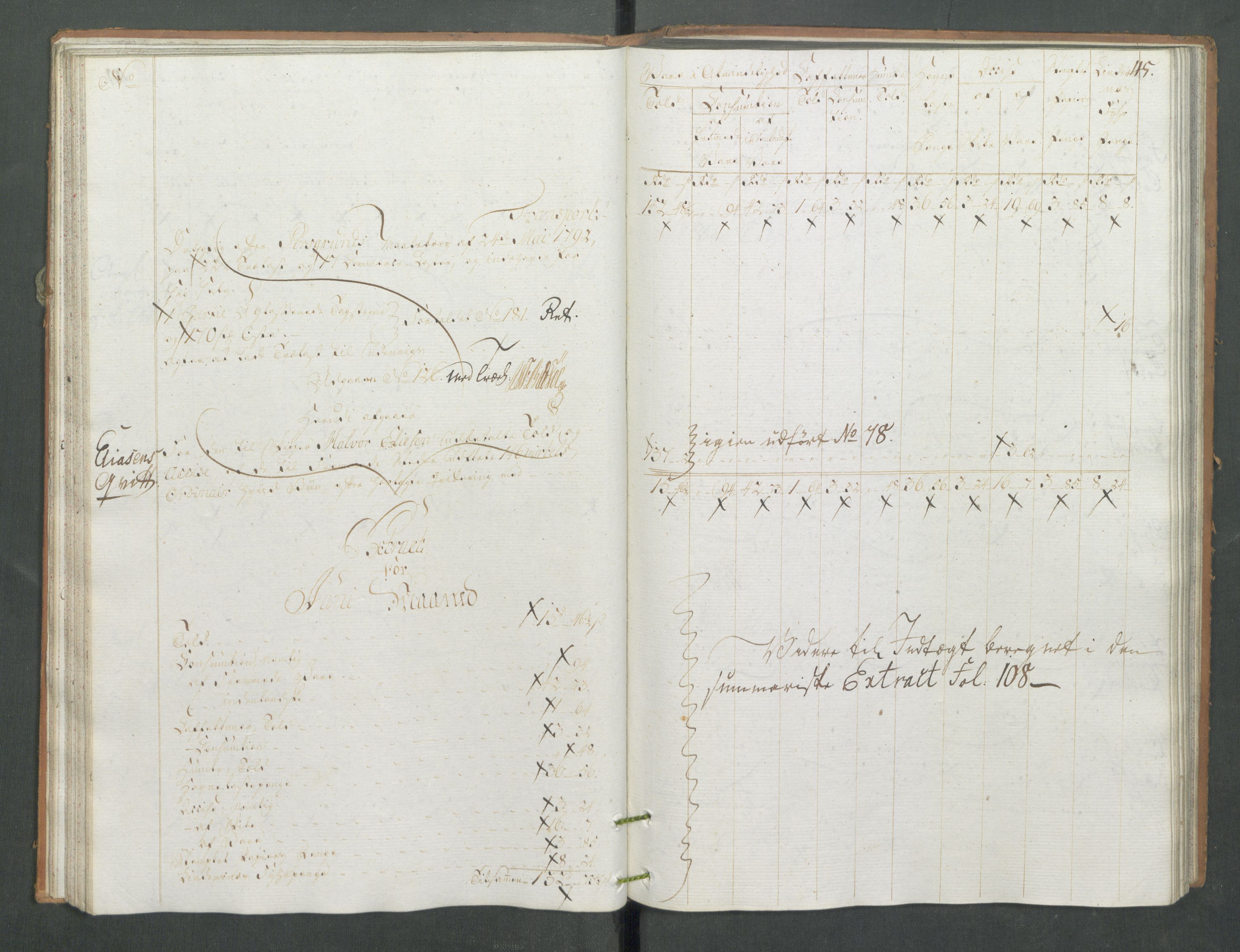 Generaltollkammeret, tollregnskaper, AV/RA-EA-5490/R13/L0085/0001: Tollregnskaper Kragerø / Inngående tollbok, 1790-1792, s. 44b-45a