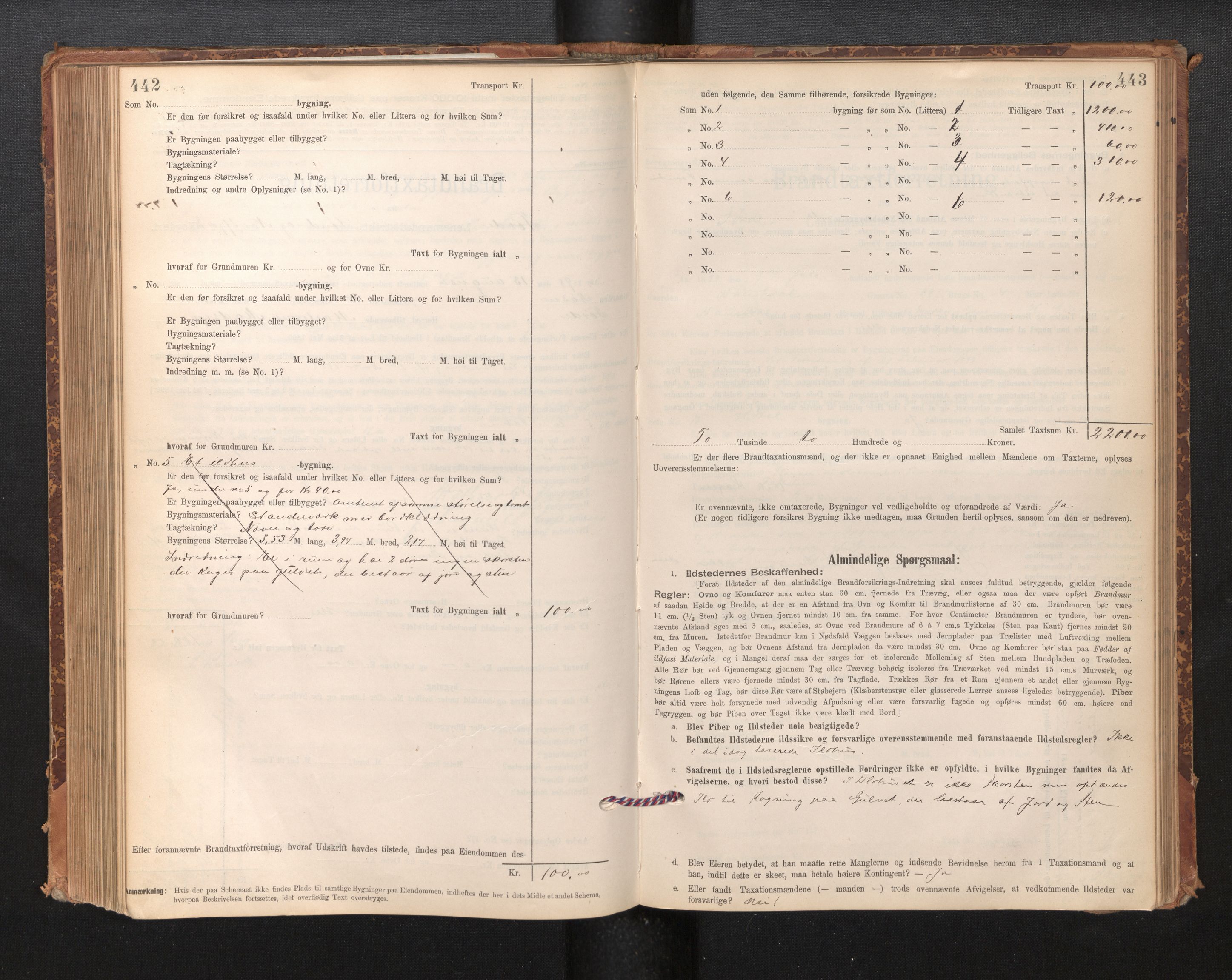 Lensmannen i Førde, AV/SAB-A-27401/0012/L0008: Branntakstprotokoll, skjematakst, 1895-1922, s. 442-443