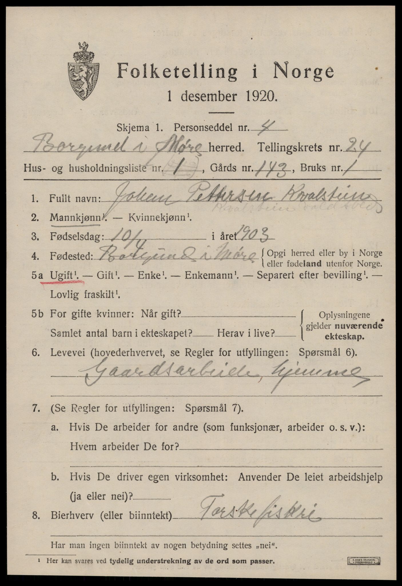 SAT, Folketelling 1920 for 1531 Borgund herred, 1920, s. 16520