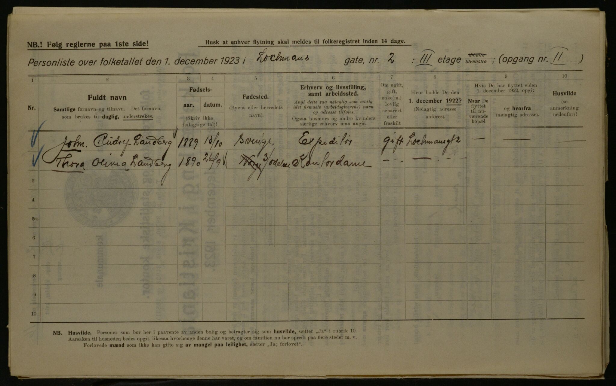 OBA, Kommunal folketelling 1.12.1923 for Kristiania, 1923, s. 64753