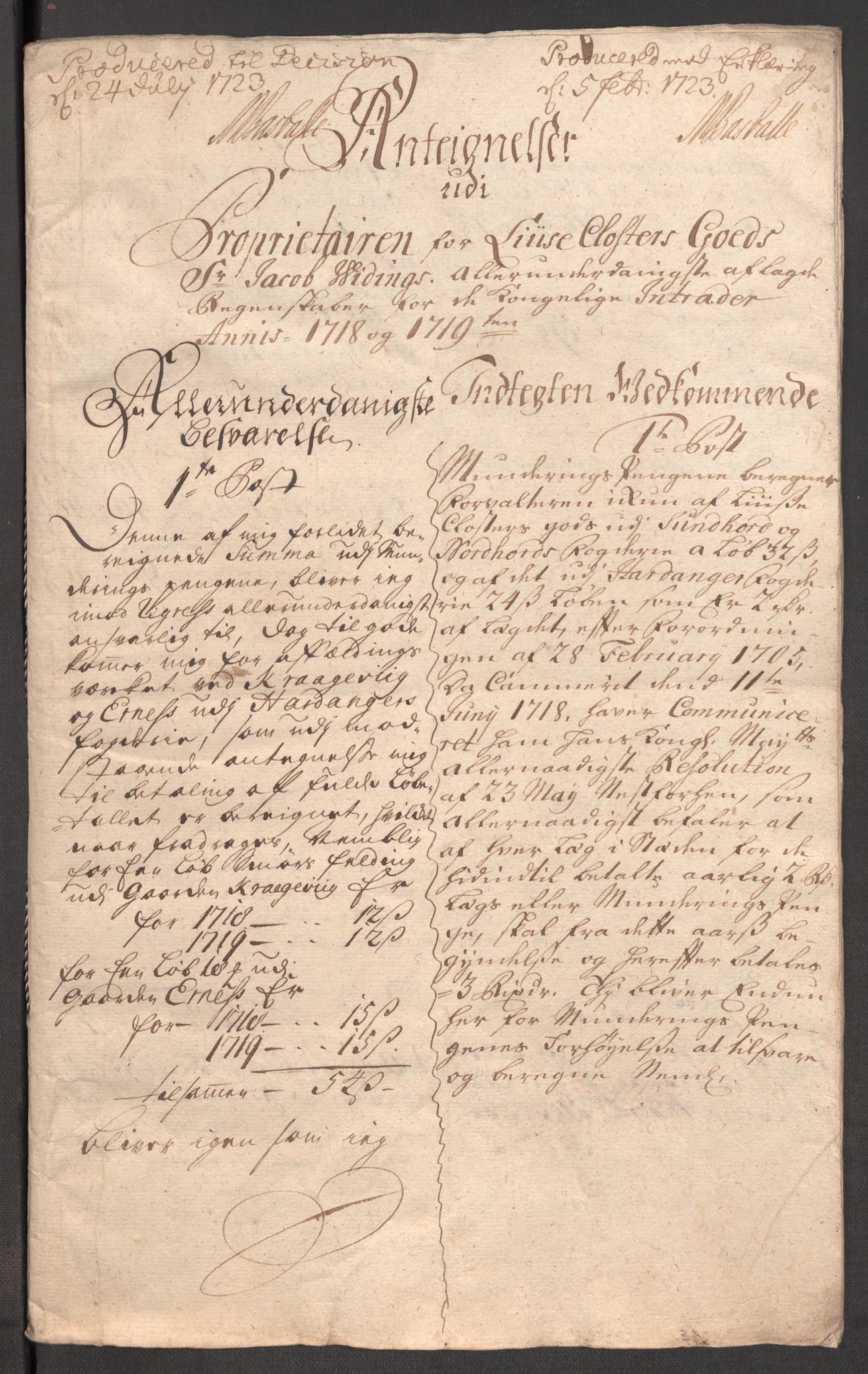 Rentekammeret inntil 1814, Reviderte regnskaper, Fogderegnskap, RA/EA-4092/R50/L3160: Fogderegnskap Lyse kloster, 1710-1719, s. 497