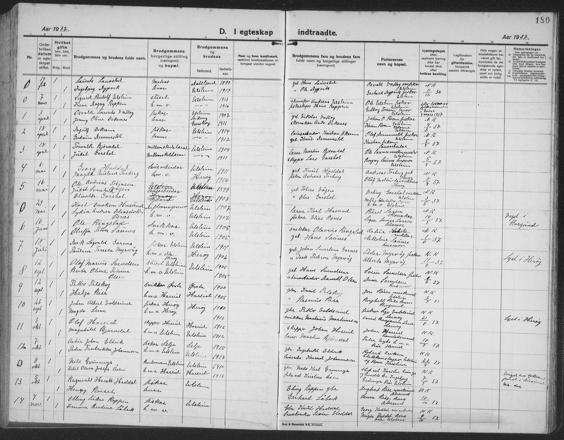 Ministerialprotokoller, klokkerbøker og fødselsregistre - Møre og Romsdal, SAT/A-1454/509/L0113: Klokkerbok nr. 509C03, 1923-1939, s. 180