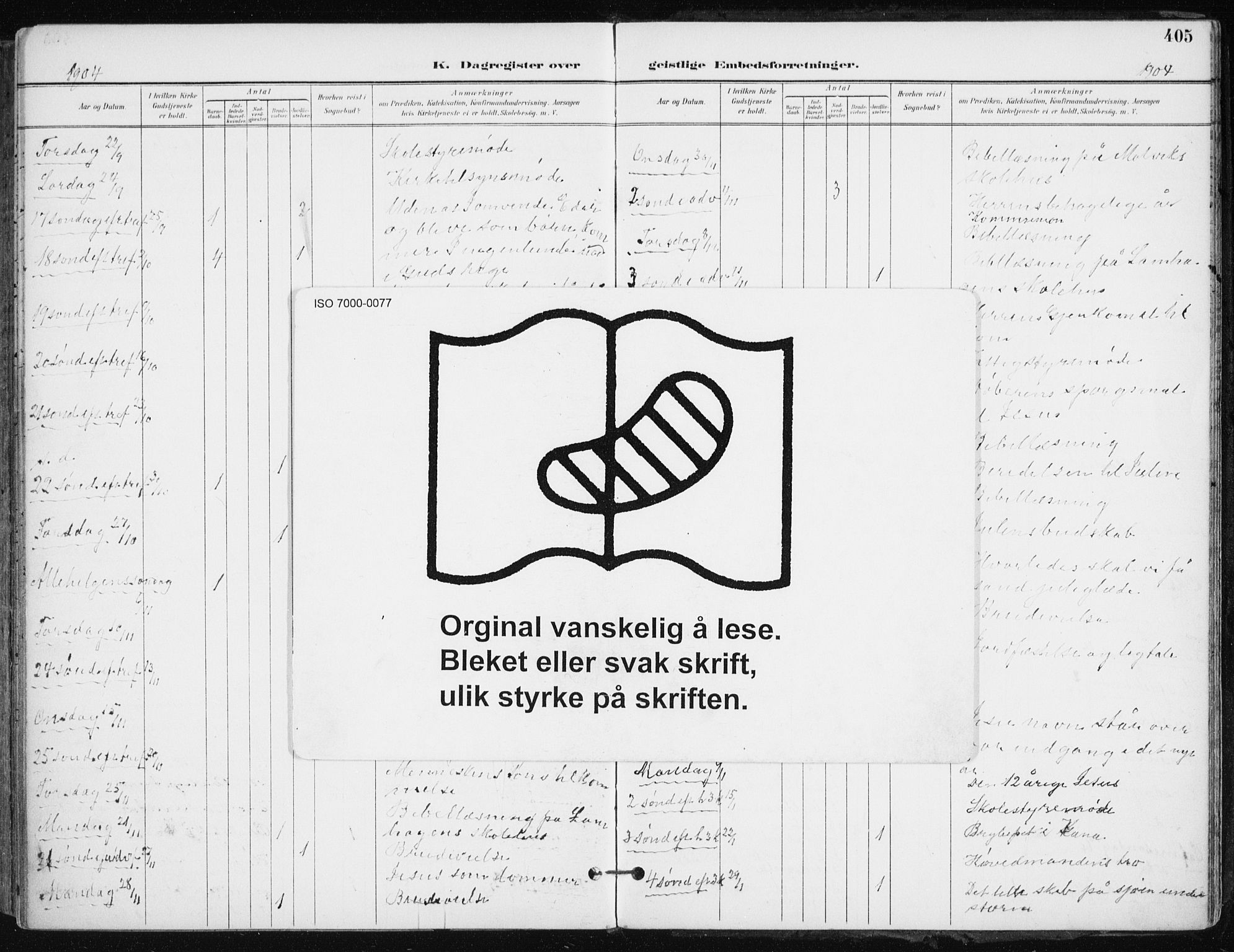 Kvæfjord sokneprestkontor, AV/SATØ-S-1323/G/Ga/Gaa/L0006kirke: Ministerialbok nr. 6, 1895-1914, s. 405