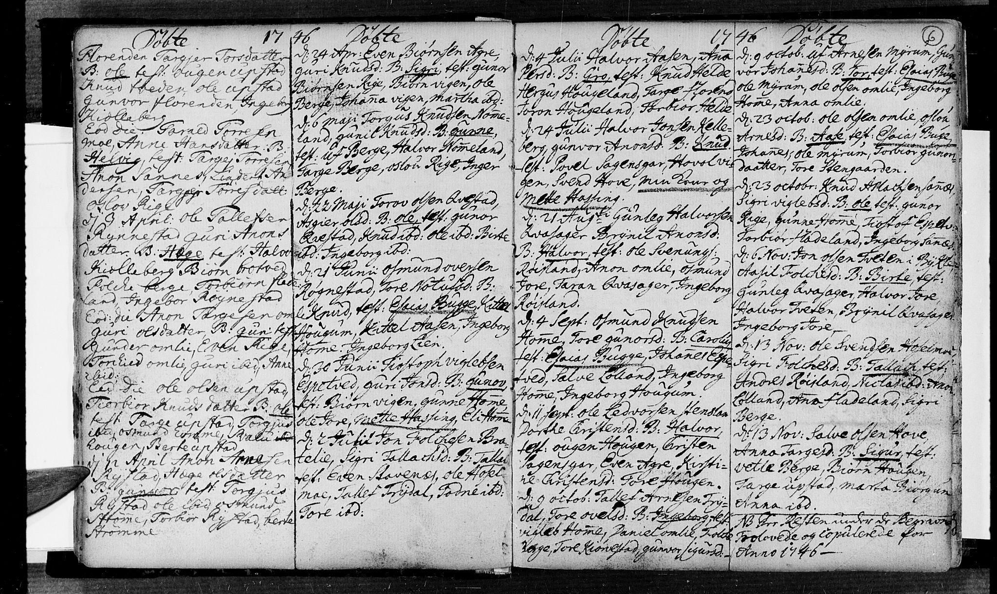 Valle sokneprestkontor, SAK/1111-0044/F/Fa/Fac/L0002: Ministerialbok nr. A 2, 1745-1776, s. 6
