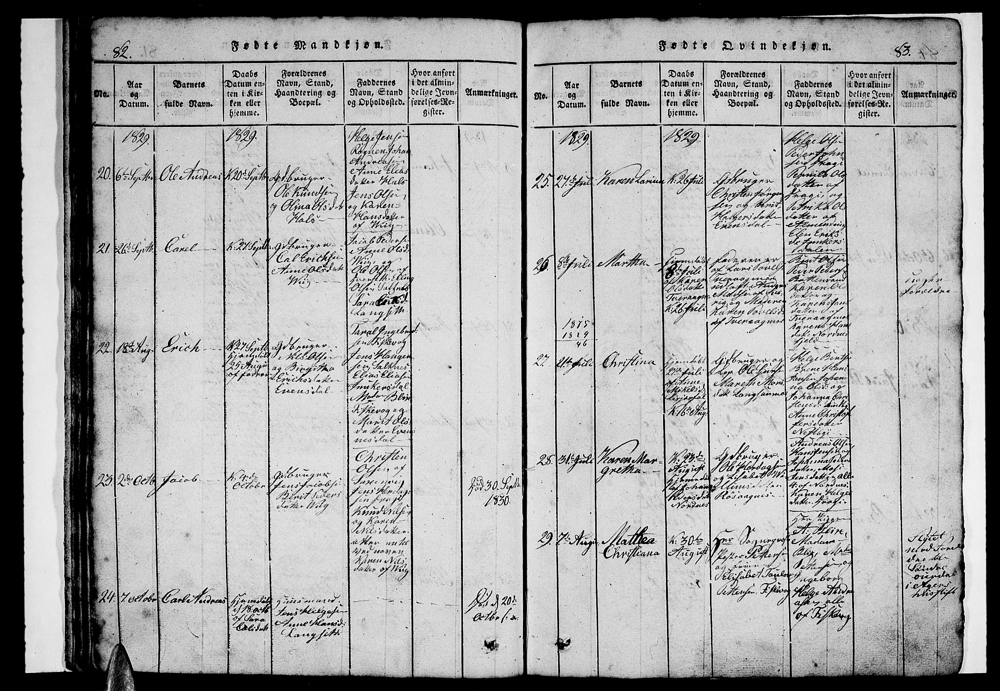 Ministerialprotokoller, klokkerbøker og fødselsregistre - Nordland, AV/SAT-A-1459/847/L0676: Klokkerbok nr. 847C04, 1821-1853, s. 82-83