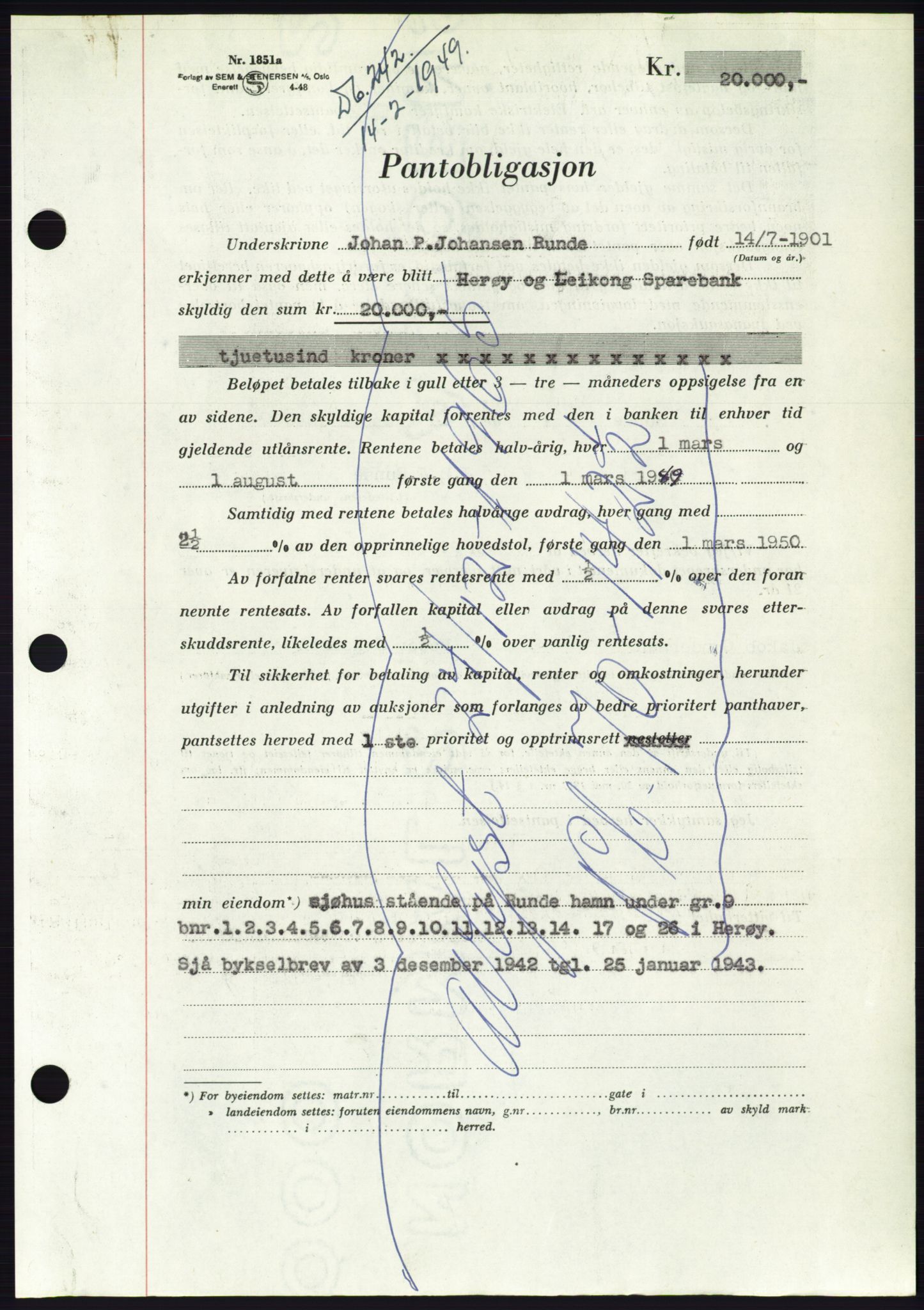 Søre Sunnmøre sorenskriveri, AV/SAT-A-4122/1/2/2C/L0116: Pantebok nr. 4B, 1948-1949, Dagboknr: 242/1949