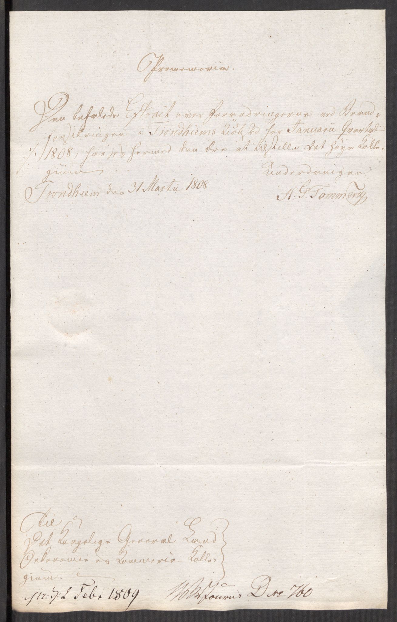 Kommersekollegiet, Brannforsikringskontoret 1767-1814, AV/RA-EA-5458/F/Fa/L0055/0004: Trondheim / Dokumenter, 1807-1813