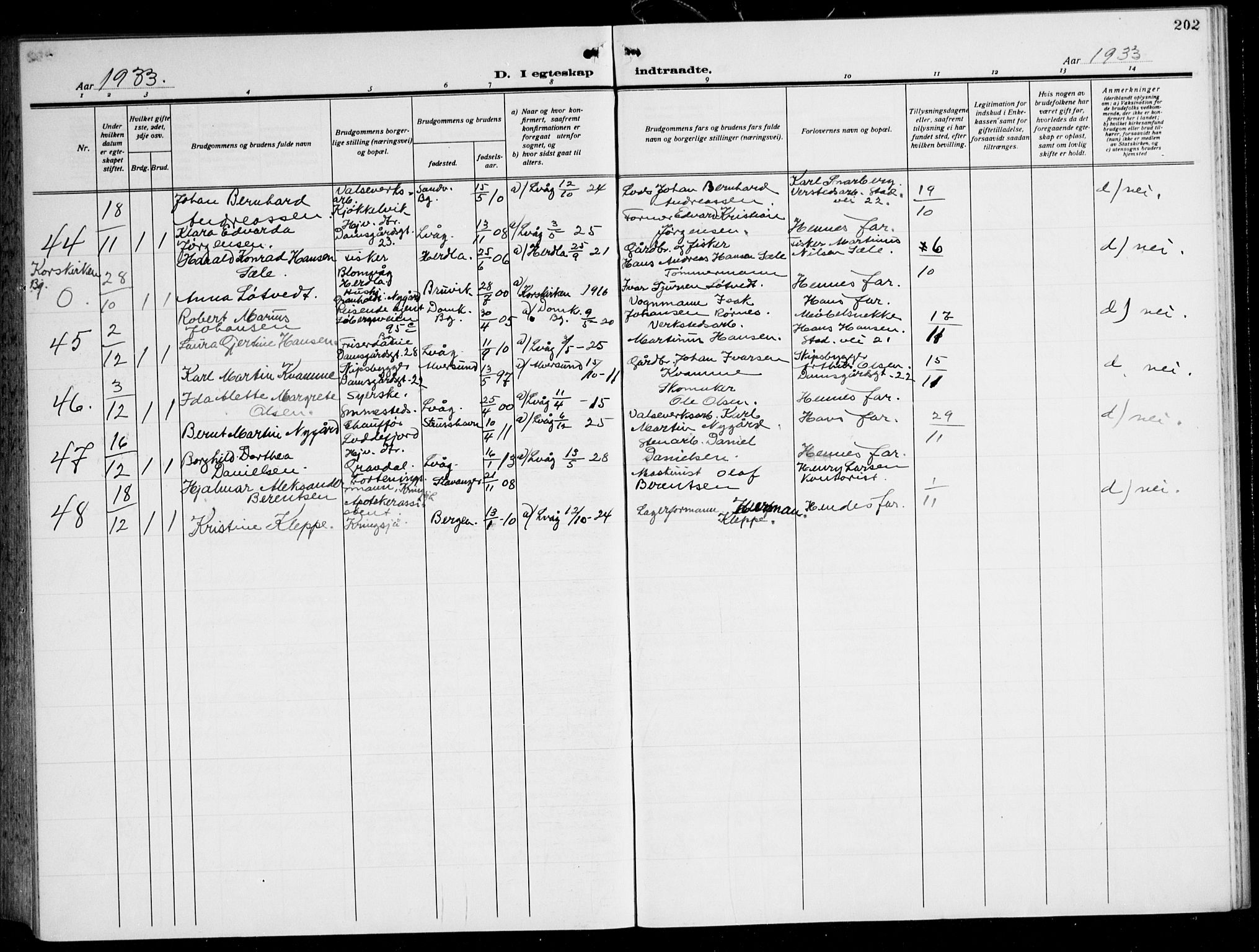 Laksevåg Sokneprestembete, AV/SAB-A-76501/H/Ha/Hab/Haba: Klokkerbok nr. A 10, 1925-1942, s. 202