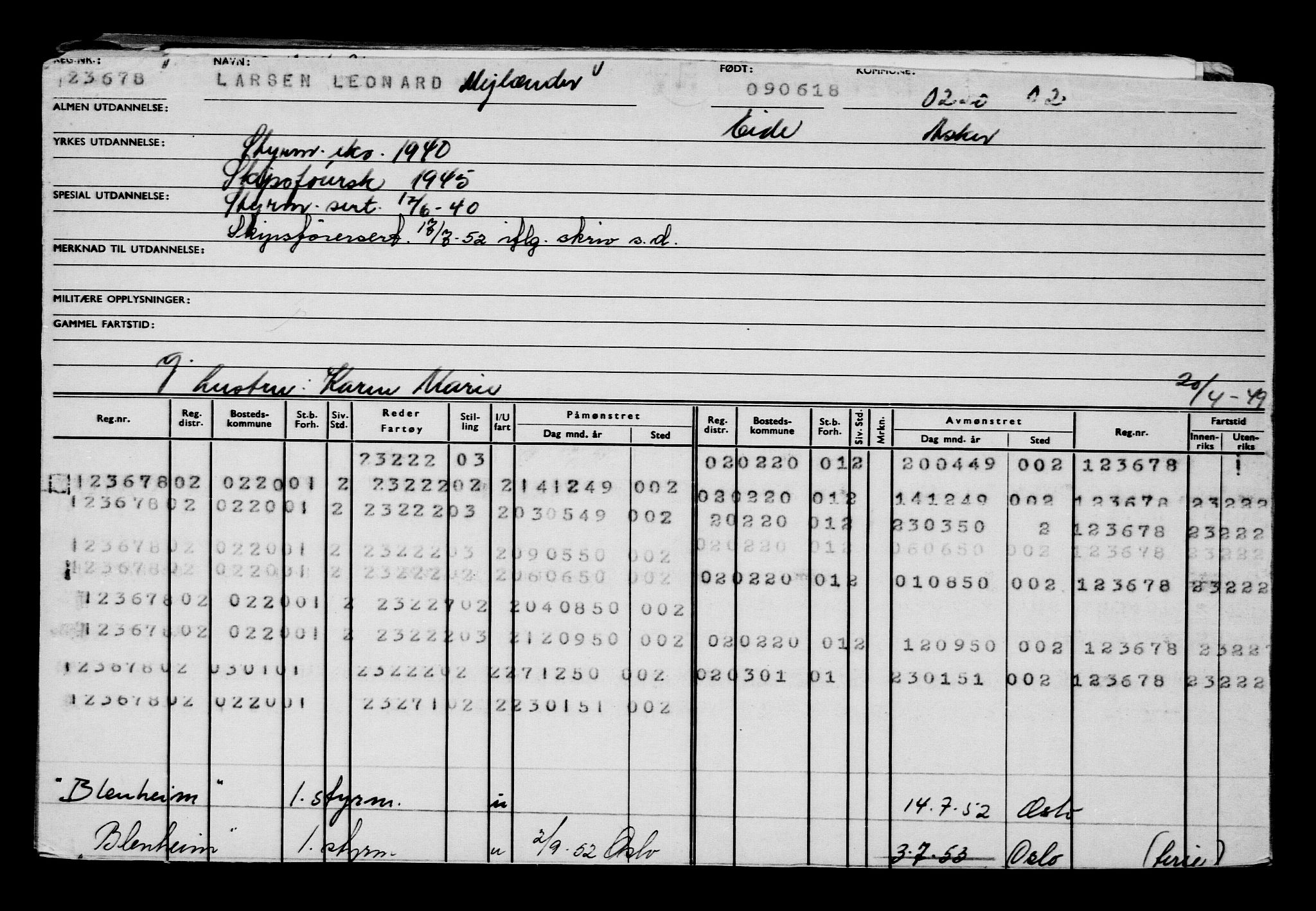 Direktoratet for sjømenn, AV/RA-S-3545/G/Gb/L0159: Hovedkort, 1918, s. 183