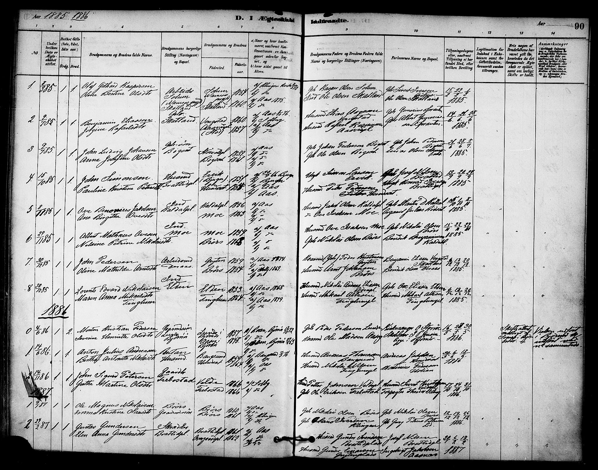 Ministerialprotokoller, klokkerbøker og fødselsregistre - Nord-Trøndelag, AV/SAT-A-1458/742/L0408: Ministerialbok nr. 742A01, 1878-1890, s. 90