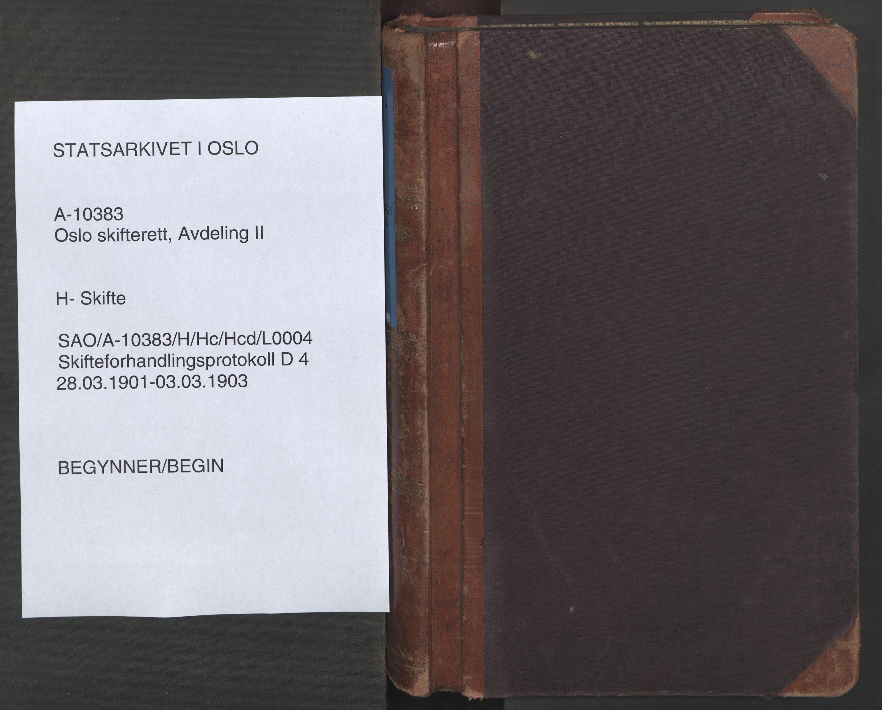 Oslo skifterett, SAO/A-10383/H/Hc/Hcd/L0004: Skifteforhandlingsprotokoll, 1901-1903