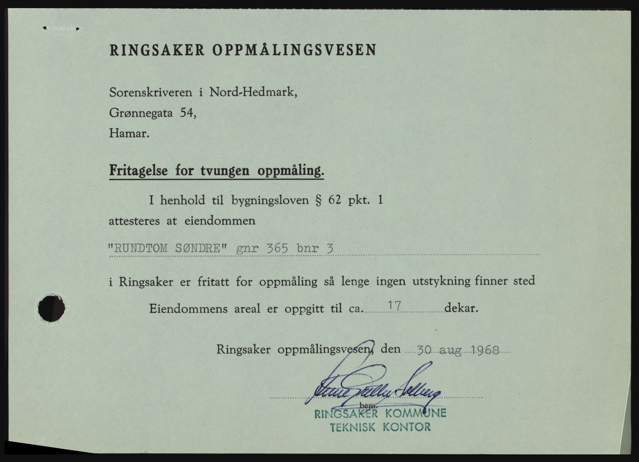 Nord-Hedmark sorenskriveri, SAH/TING-012/H/Hc/L0028: Pantebok nr. 28, 1968-1968, Dagboknr: 4408/1968