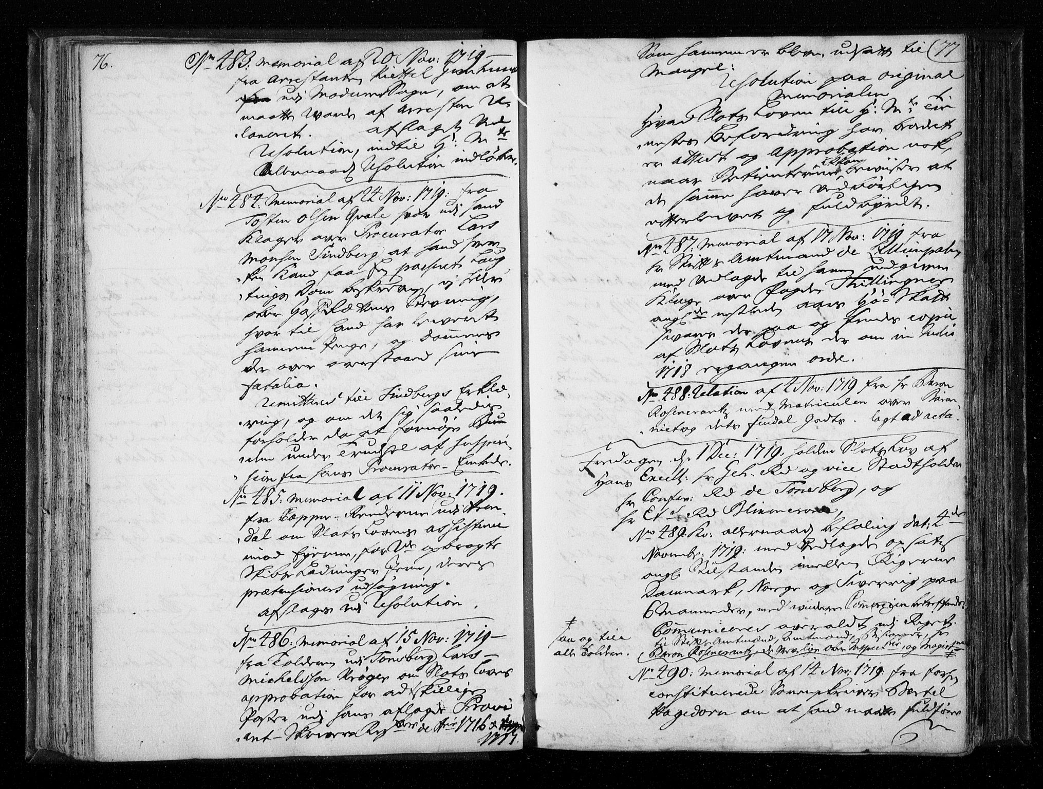 Stattholderembetet 1572-1771, AV/RA-EA-2870/Aa/L0010: Voteringsprotokoll (konseptprotokoll), 1719-1722, s. 76-77