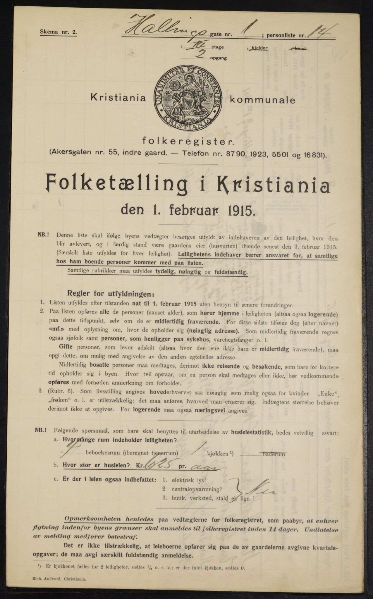 OBA, Kommunal folketelling 1.2.1915 for Kristiania, 1915, s. 33656