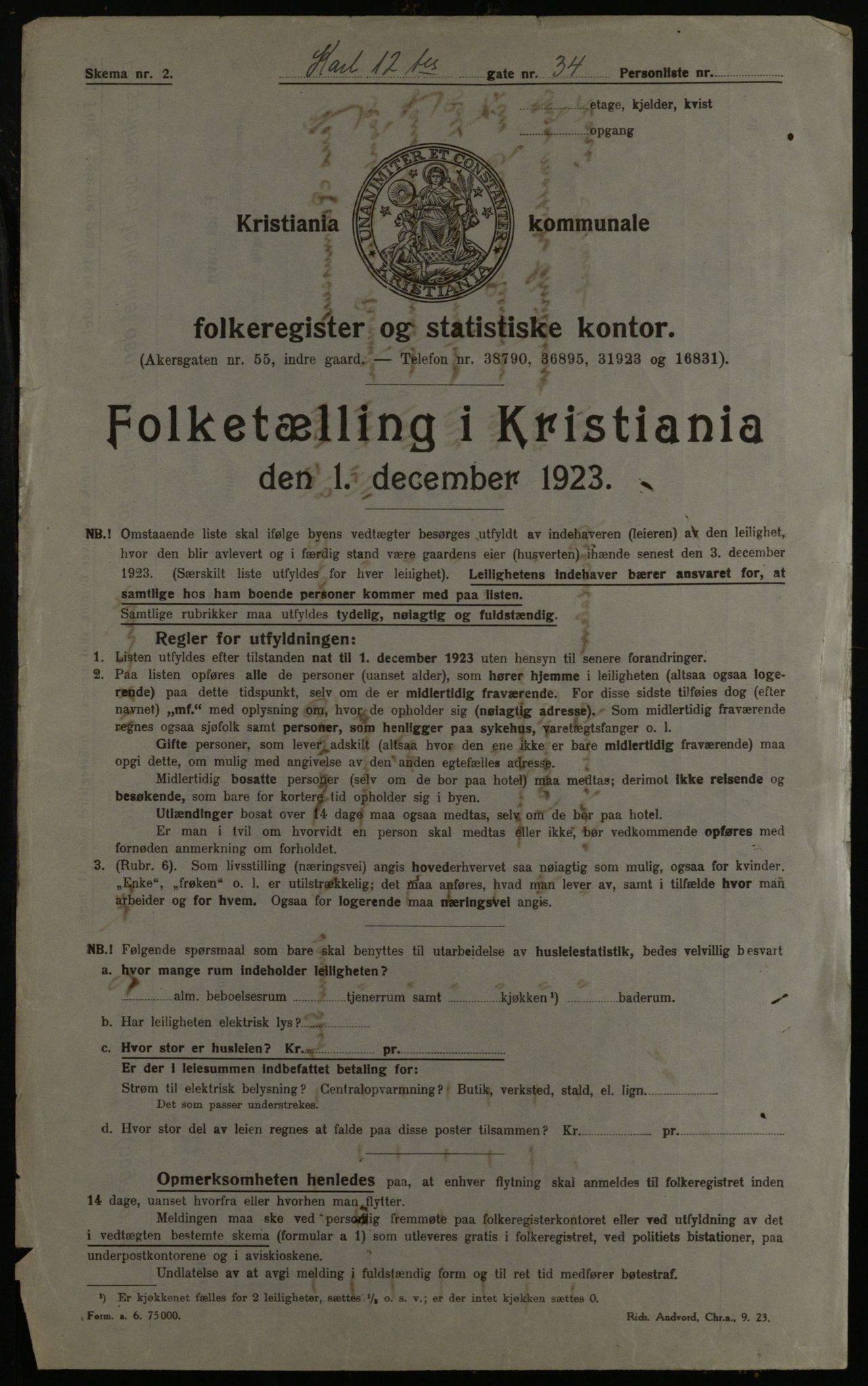 OBA, Kommunal folketelling 1.12.1923 for Kristiania, 1923, s. 54336