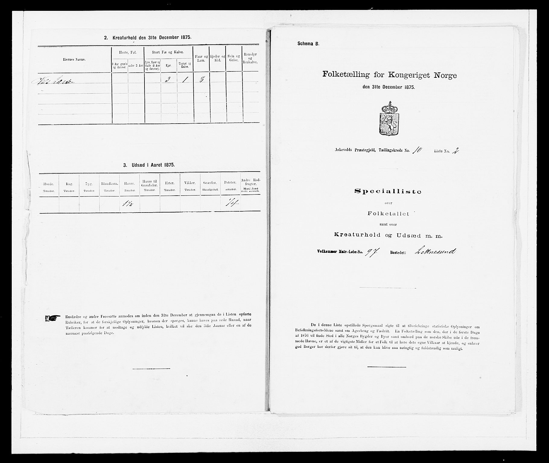 SAB, Folketelling 1875 for 1428P Askvoll prestegjeld, 1875, s. 907