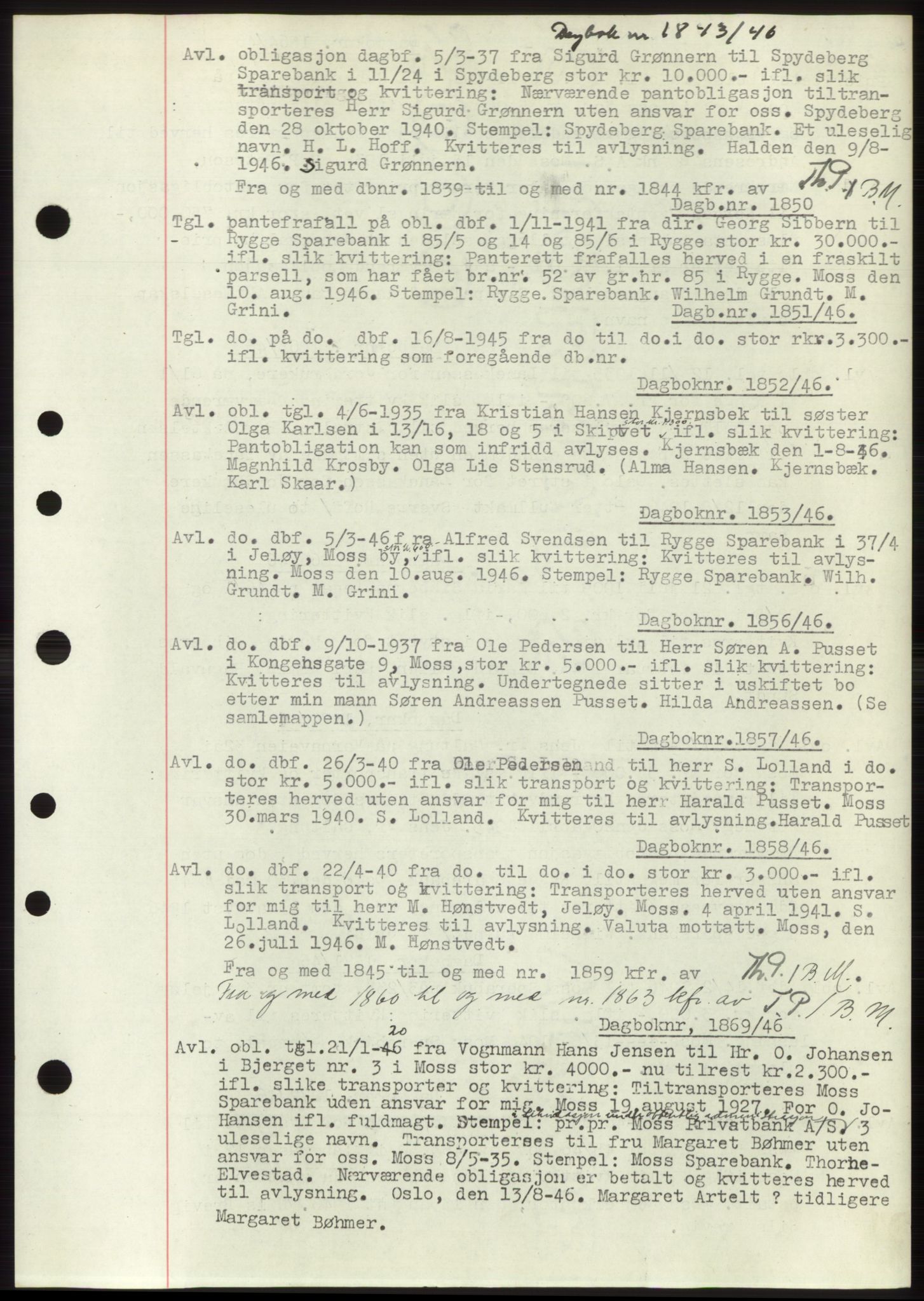 Moss sorenskriveri, SAO/A-10168: Pantebok nr. C10, 1938-1950, Dagboknr: 1850/1946