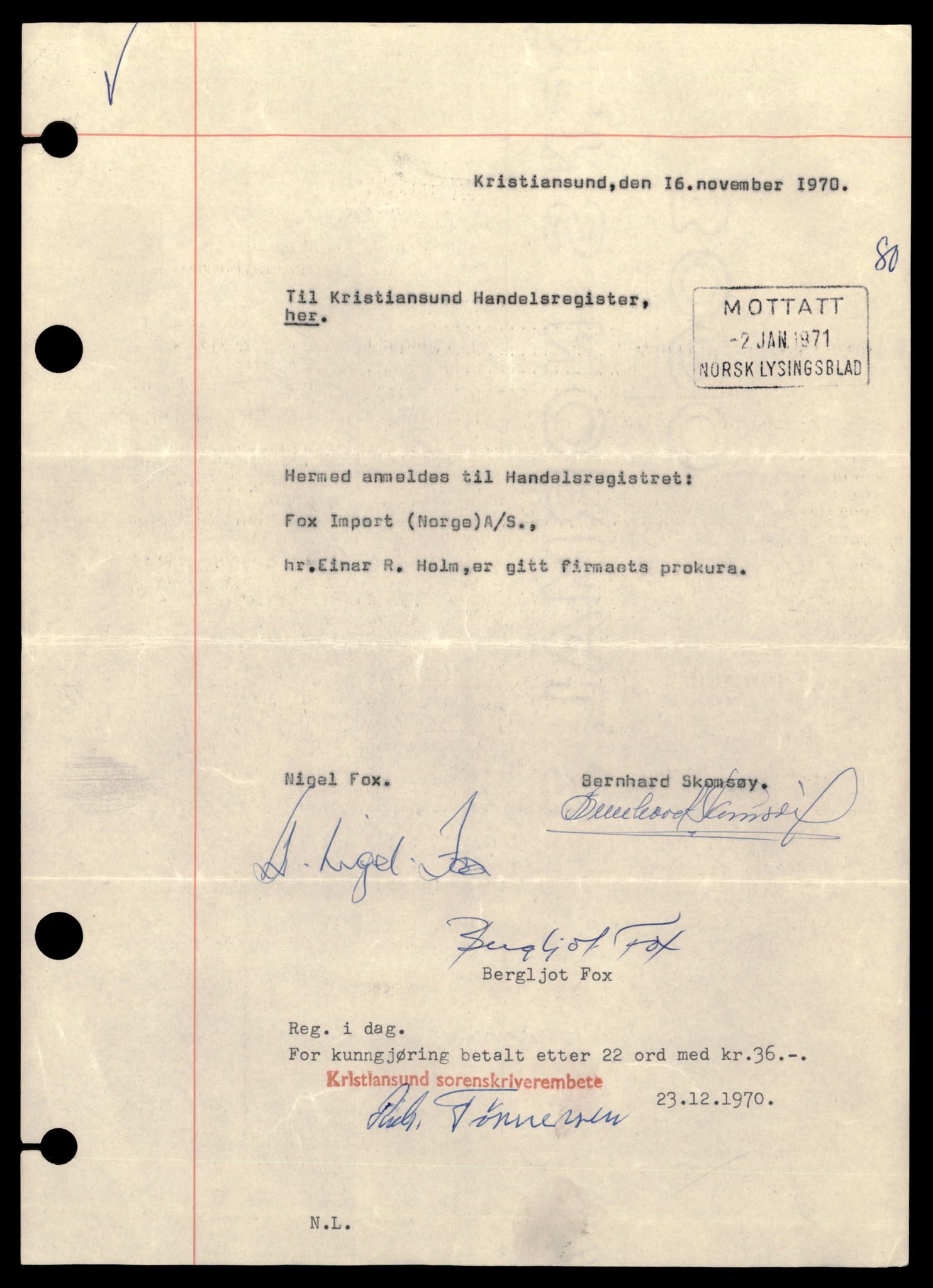 Kristiansund sorenskriveri, SAT/A-0019/2/J/Jd/Jde/L0009: Bilag, F-Gh, 1944-1990, s. 1