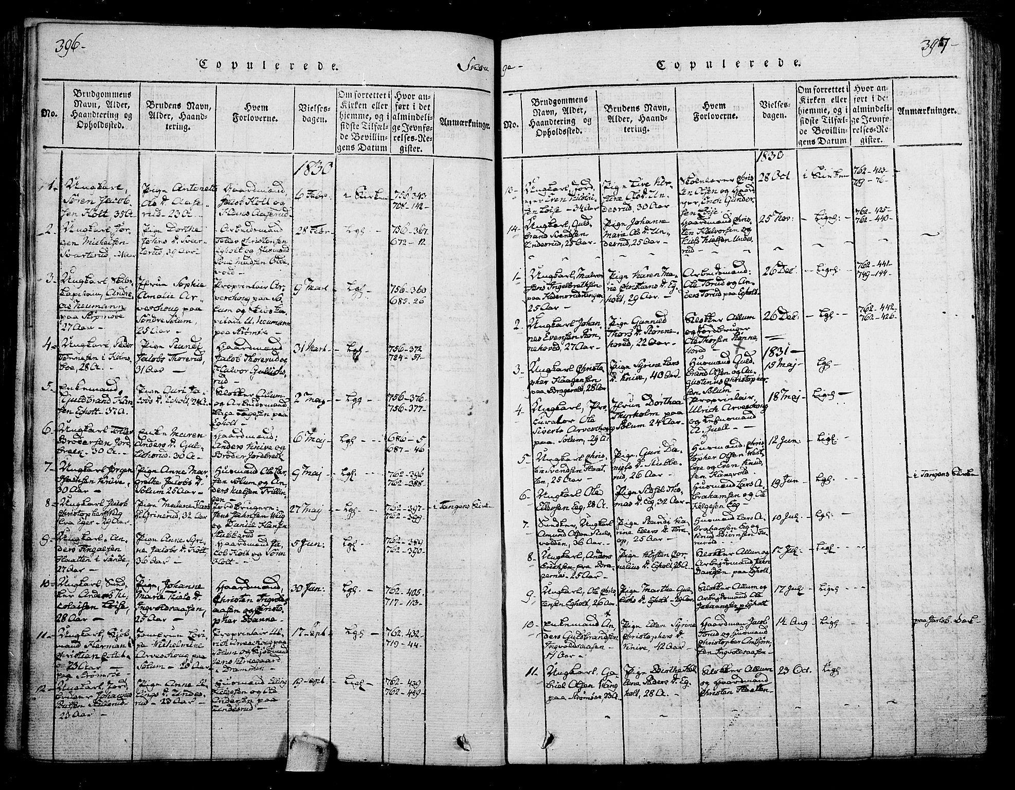 Skoger kirkebøker, SAKO/A-59/F/Fa/L0002: Ministerialbok nr. I 2 /1, 1814-1842, s. 396-397
