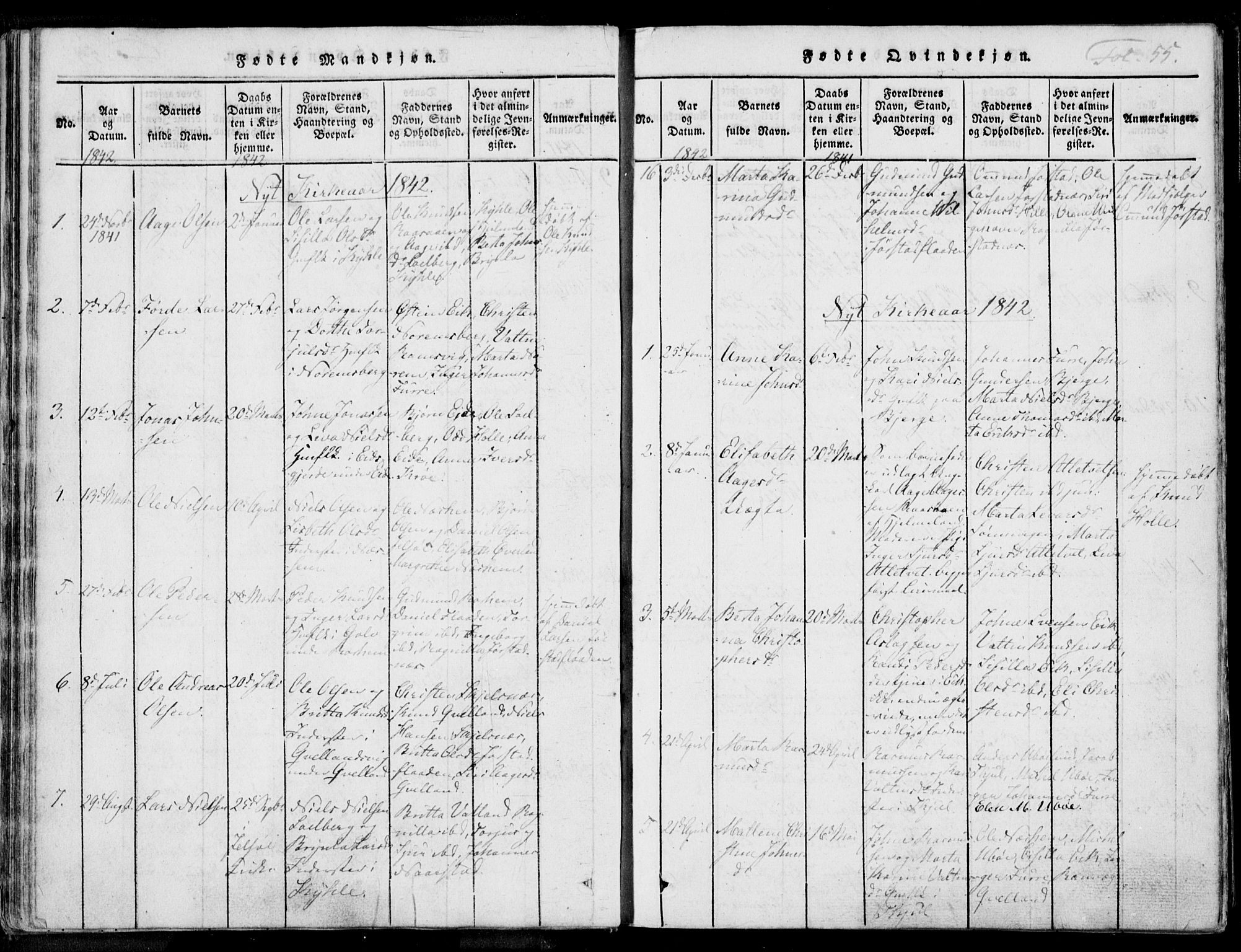 Nedstrand sokneprestkontor, AV/SAST-A-101841/01/IV: Ministerialbok nr. A 7, 1816-1870, s. 55