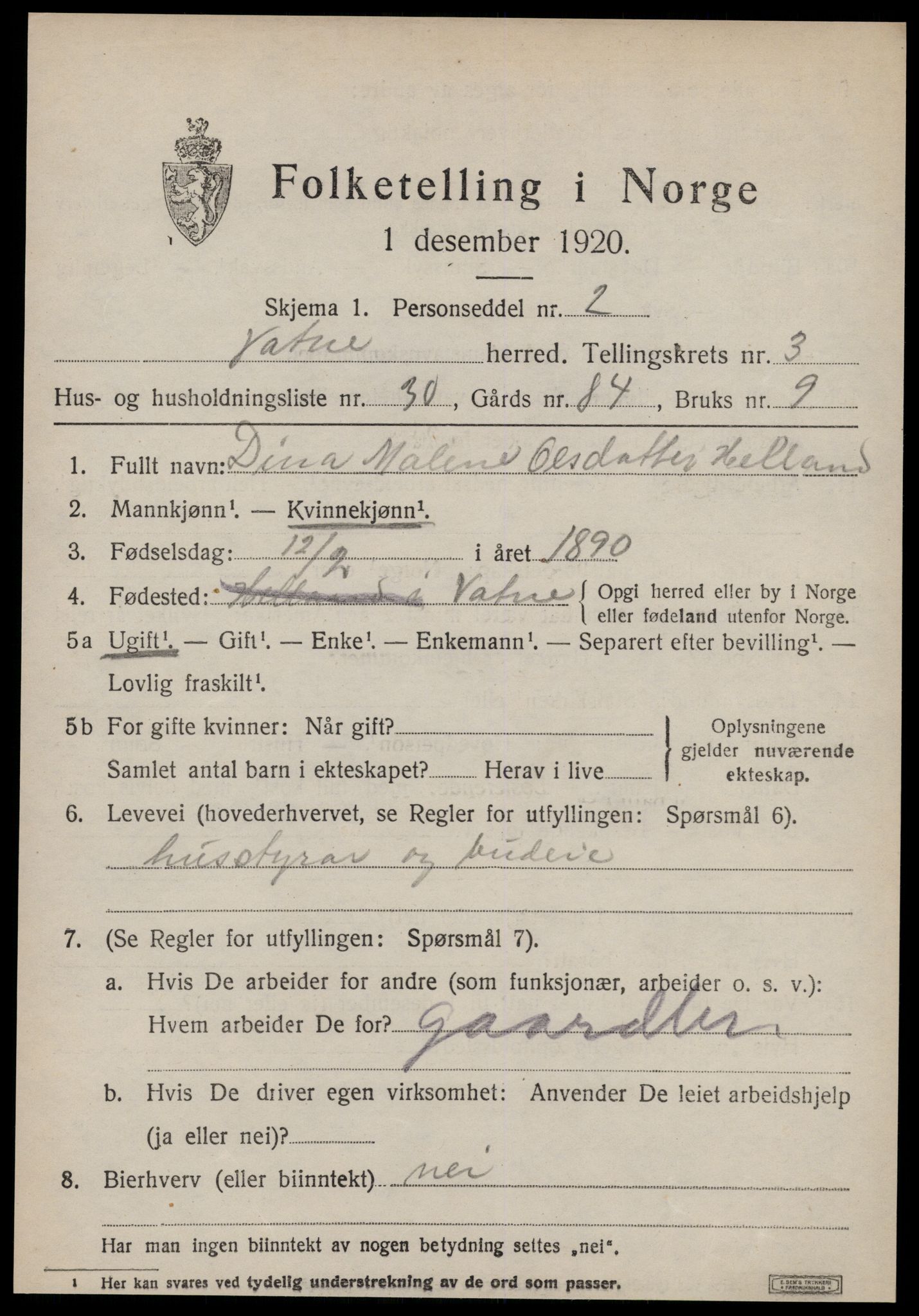 SAT, Folketelling 1920 for 1530 Vatne herred, 1920, s. 1762