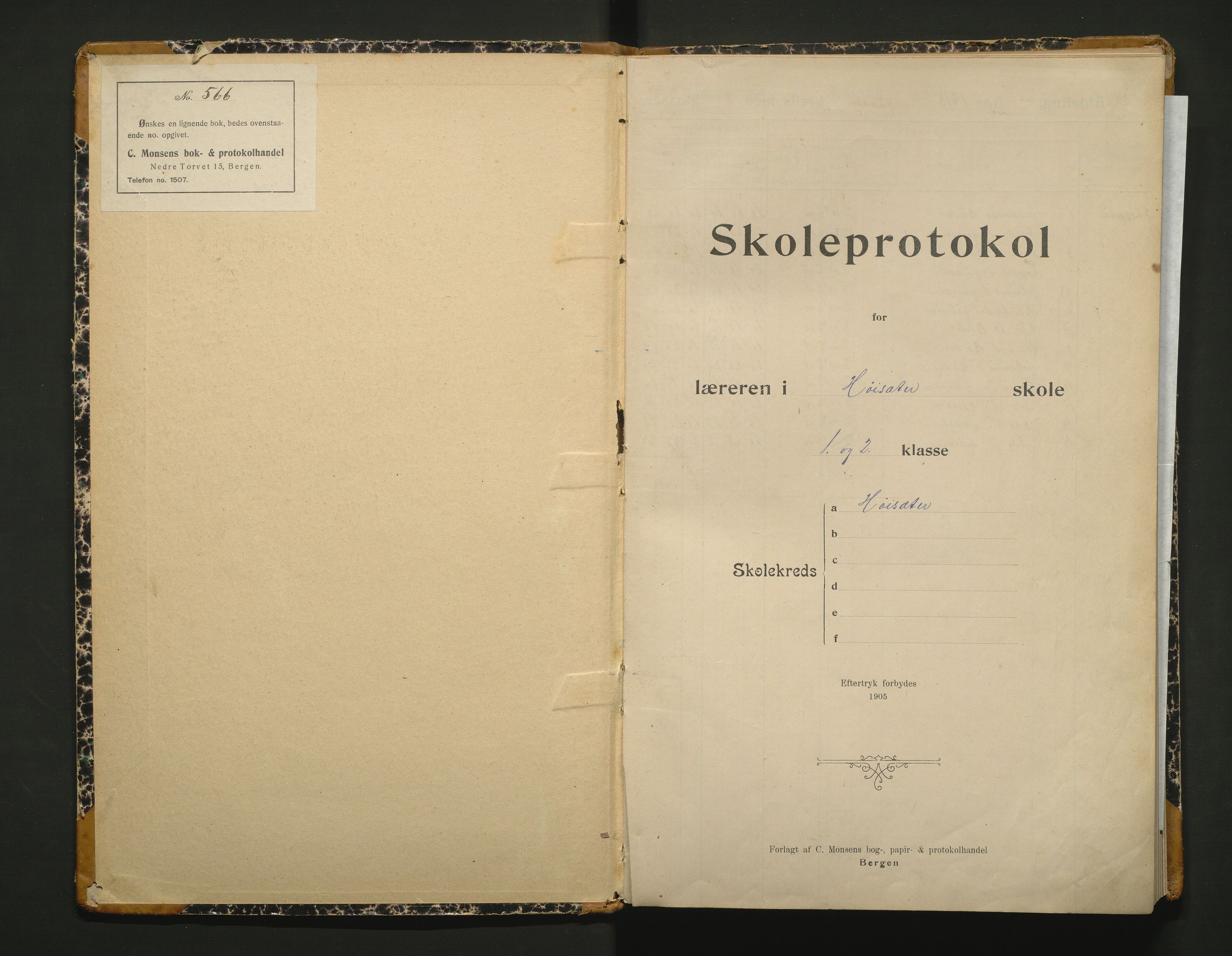 Samnanger kommune. Barneskulane, IKAH/1242-231/F/Fa/L0018: Skuleprotokoll for Høysæter skule, 1914-1963