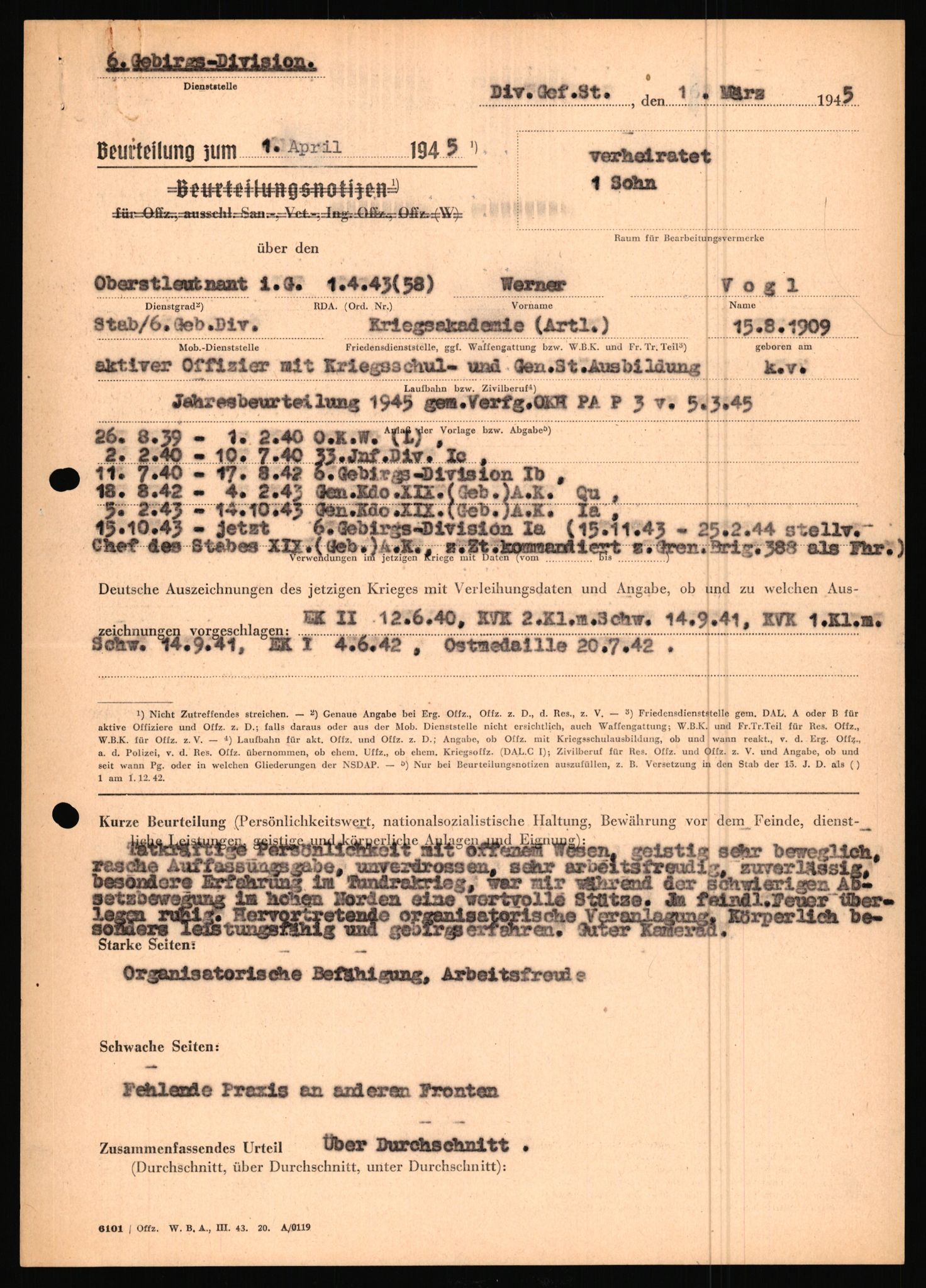 Forsvarets Overkommando. 2 kontor. Arkiv 11.4. Spredte tyske arkivsaker, AV/RA-RAFA-7031/D/Dar/Dara/L0019: Personalbøker og diverse, 1940-1945, s. 592
