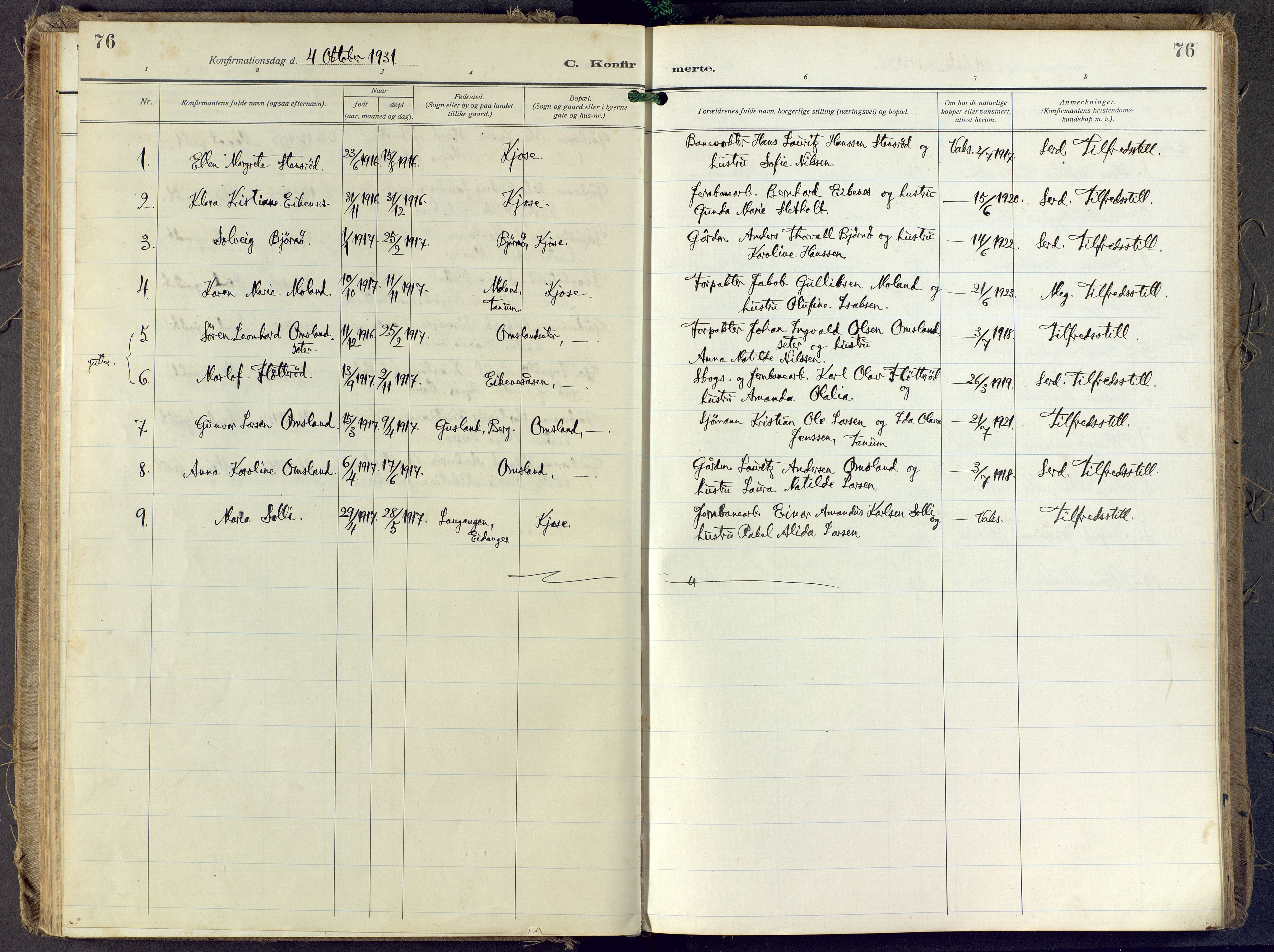 Brunlanes kirkebøker, SAKO/A-342/F/Fd/L0002: Ministerialbok nr. IV 2, 1918-1958, s. 76