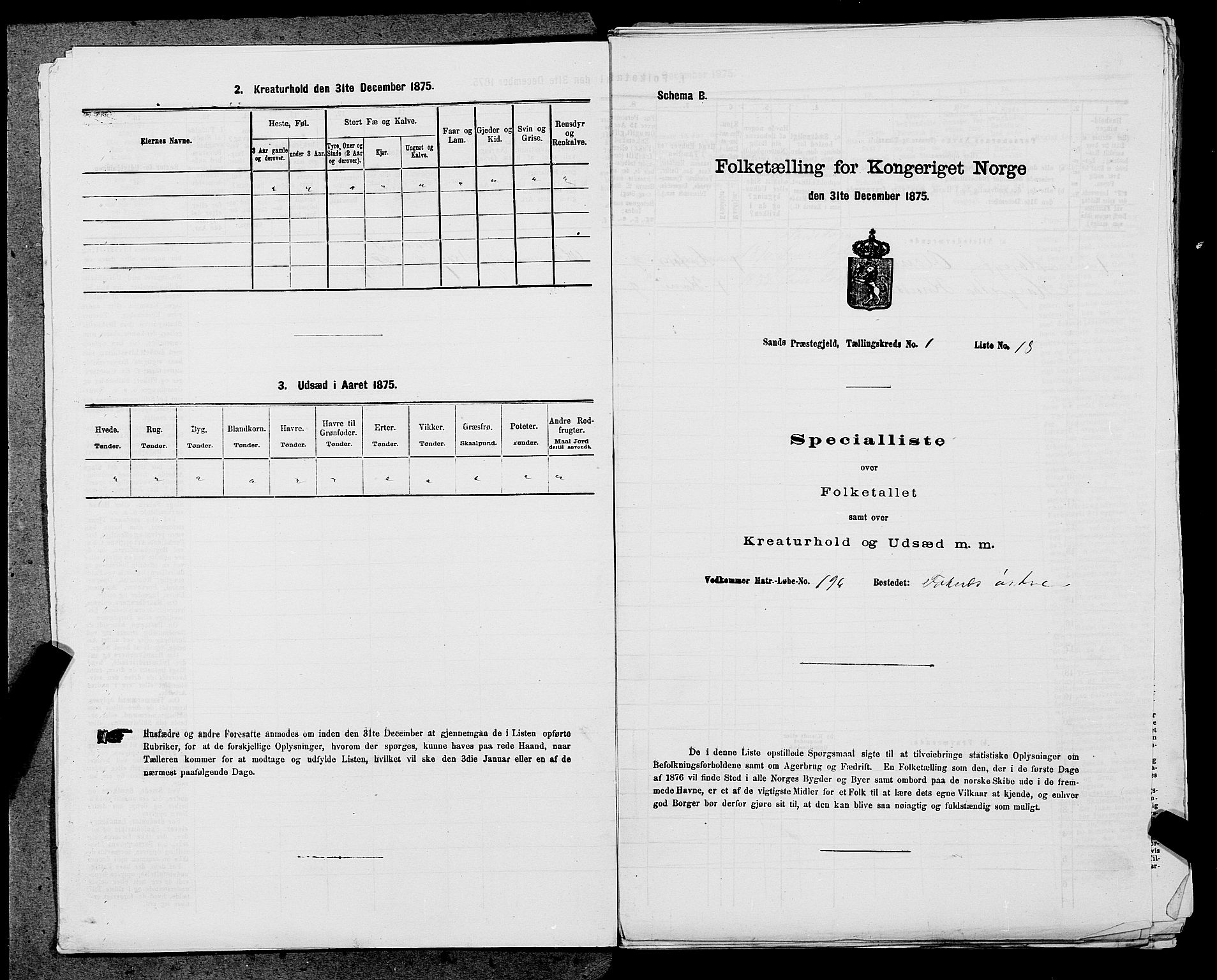 SAST, Folketelling 1875 for 1136P Sand prestegjeld, 1875, s. 64