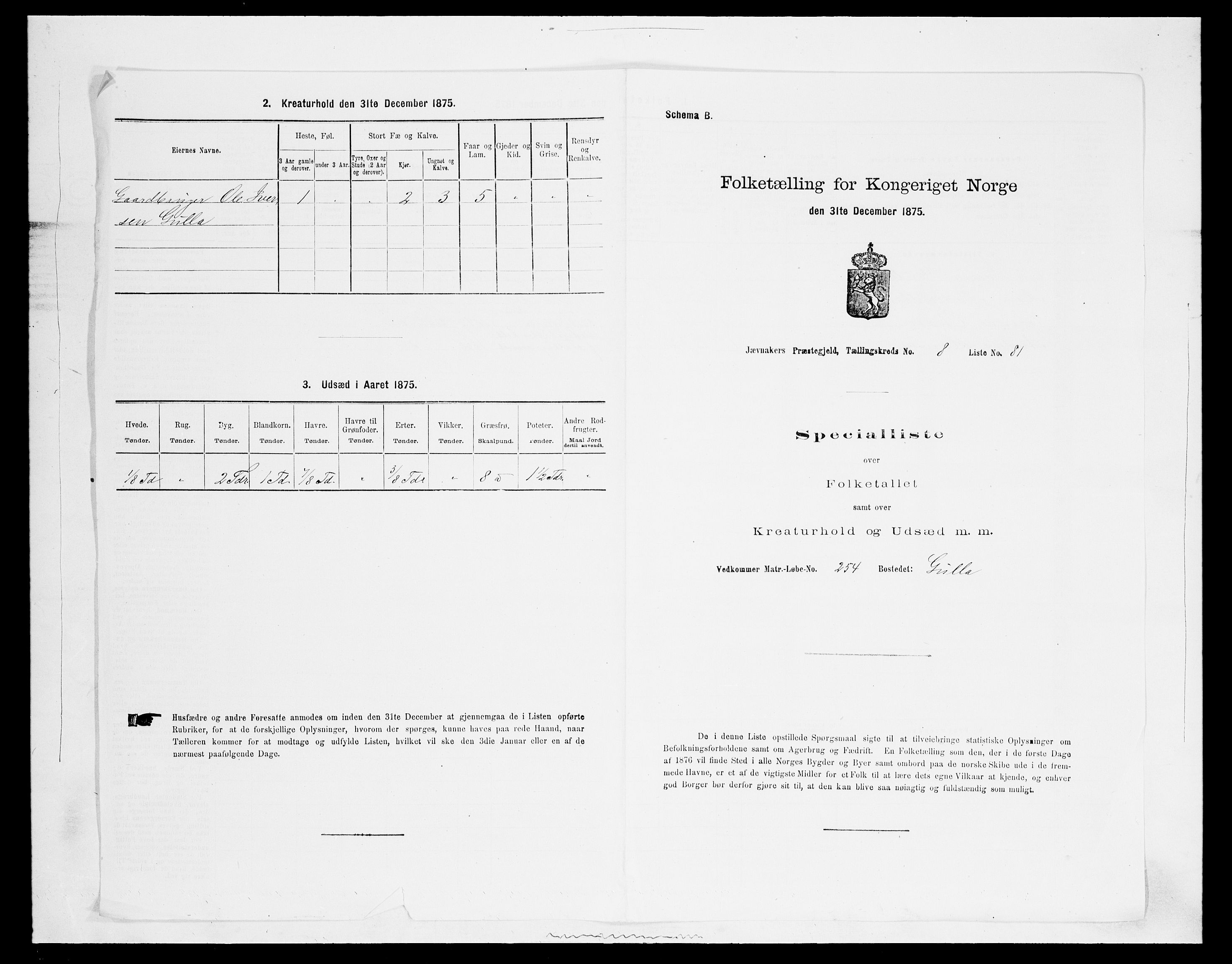 SAH, Folketelling 1875 for 0532P Jevnaker prestegjeld, 1875, s. 1499