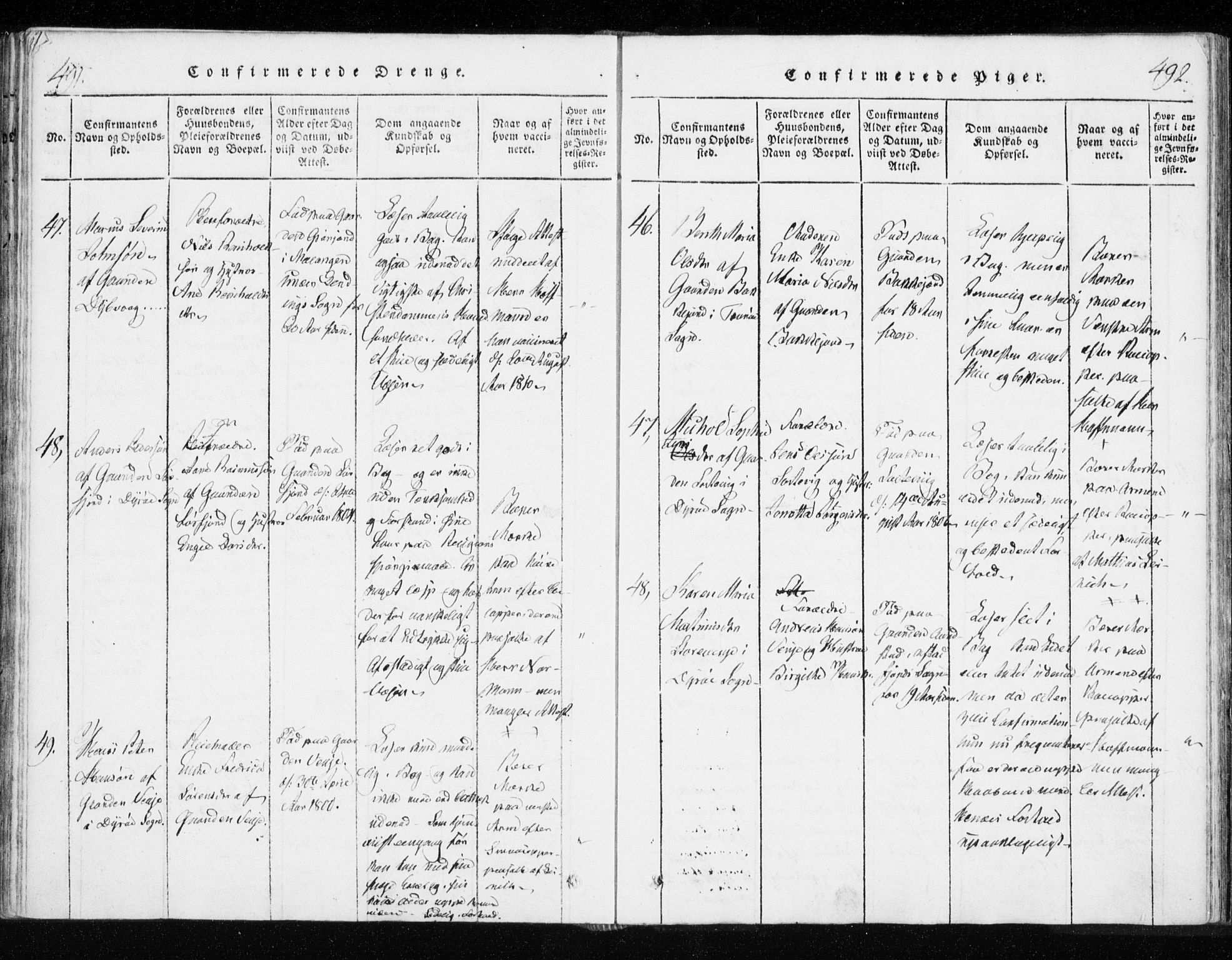 Tranøy sokneprestkontor, AV/SATØ-S-1313/I/Ia/Iaa/L0004kirke: Ministerialbok nr. 4, 1820-1829, s. 491-492