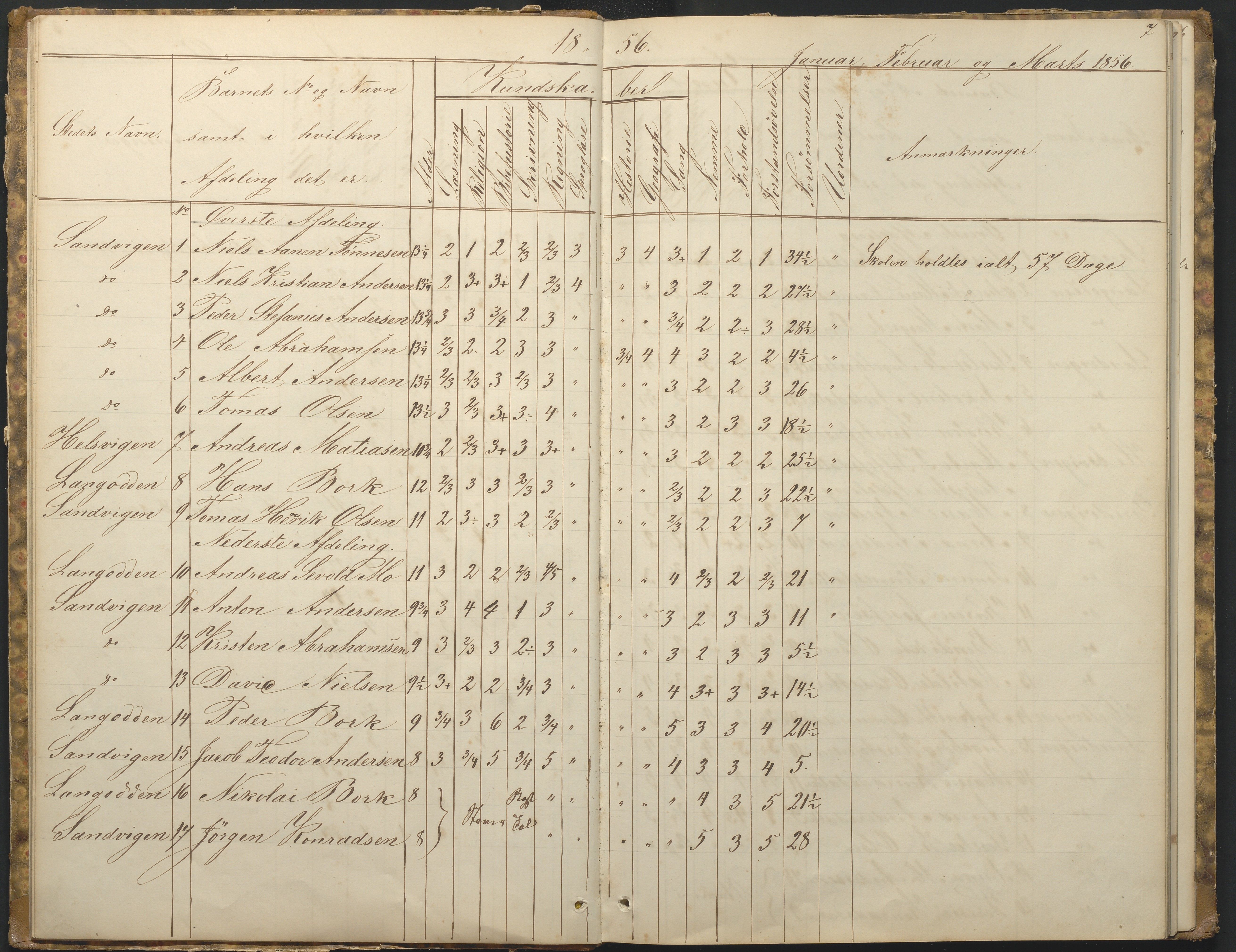 Hisøy kommune frem til 1991, AAKS/KA0922-PK/33/L0001: Skoleprotokoll, 1855-1863, s. 7