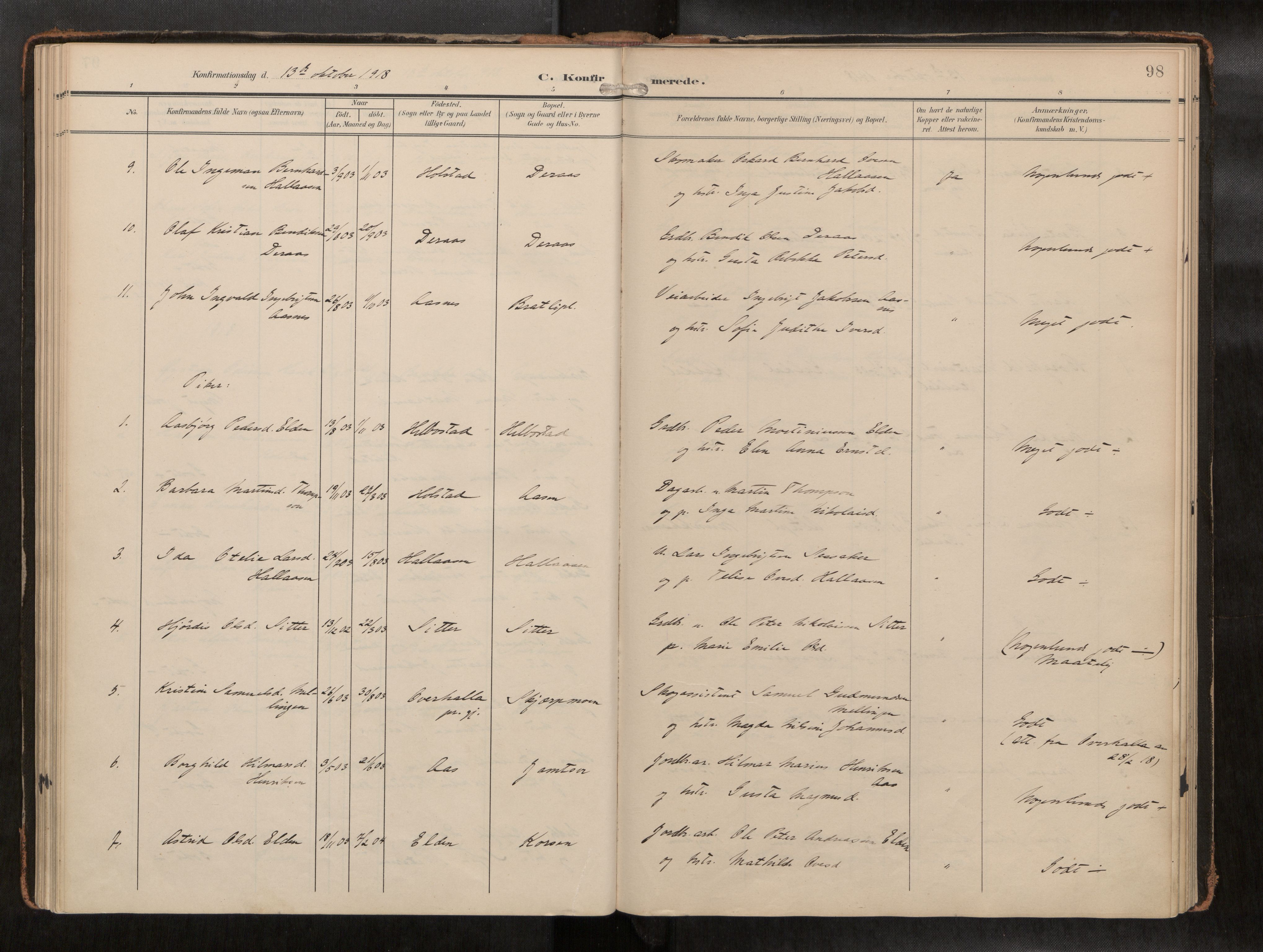 Ministerialprotokoller, klokkerbøker og fødselsregistre - Nord-Trøndelag, AV/SAT-A-1458/742/L0409a: Ministerialbok nr. 742A03, 1906-1924, s. 98