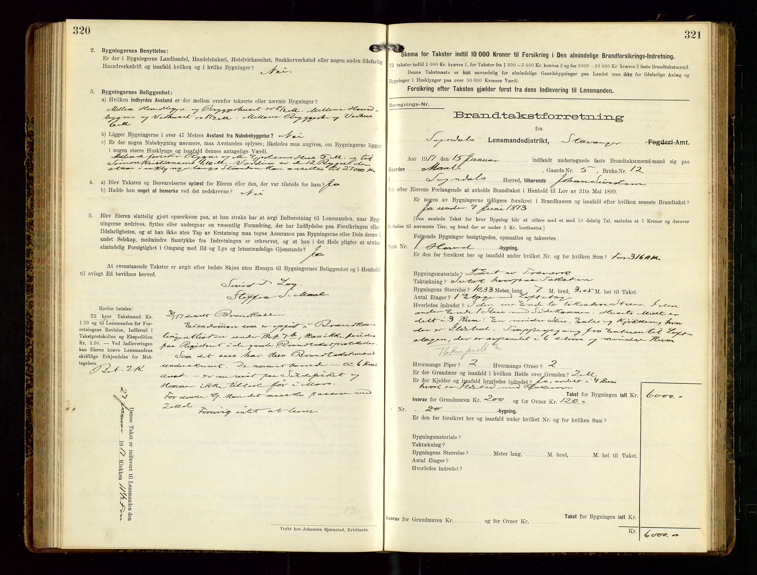 Sokndal lensmannskontor, AV/SAST-A-100417/Gob/L0003: "Brandtakst-Protokol", 1914-1917, s. 320-321