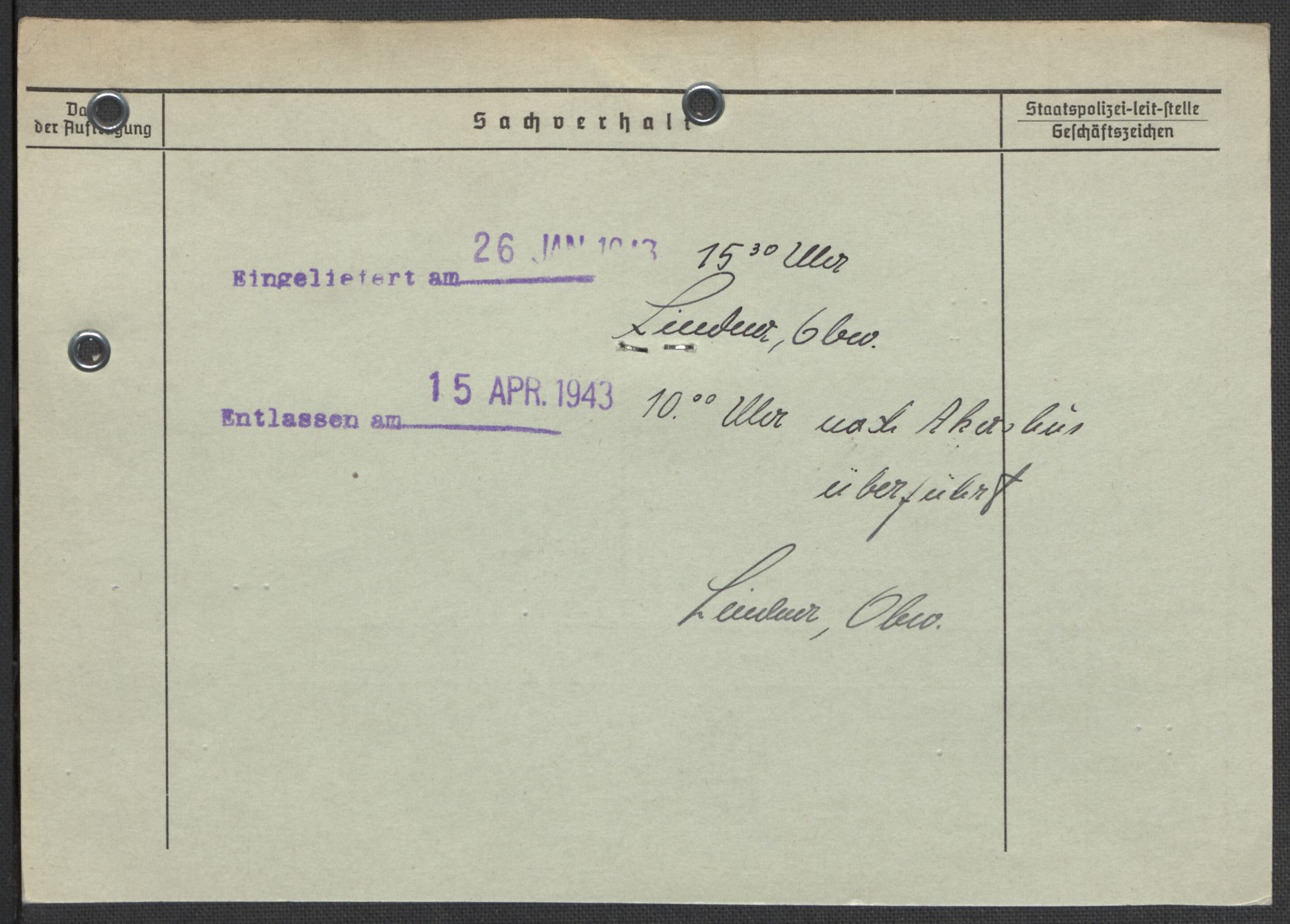 Befehlshaber der Sicherheitspolizei und des SD, AV/RA-RAFA-5969/E/Ea/Eaa/L0002: Register over norske fanger i Møllergata 19: Bj-Eng, 1940-1945, s. 816