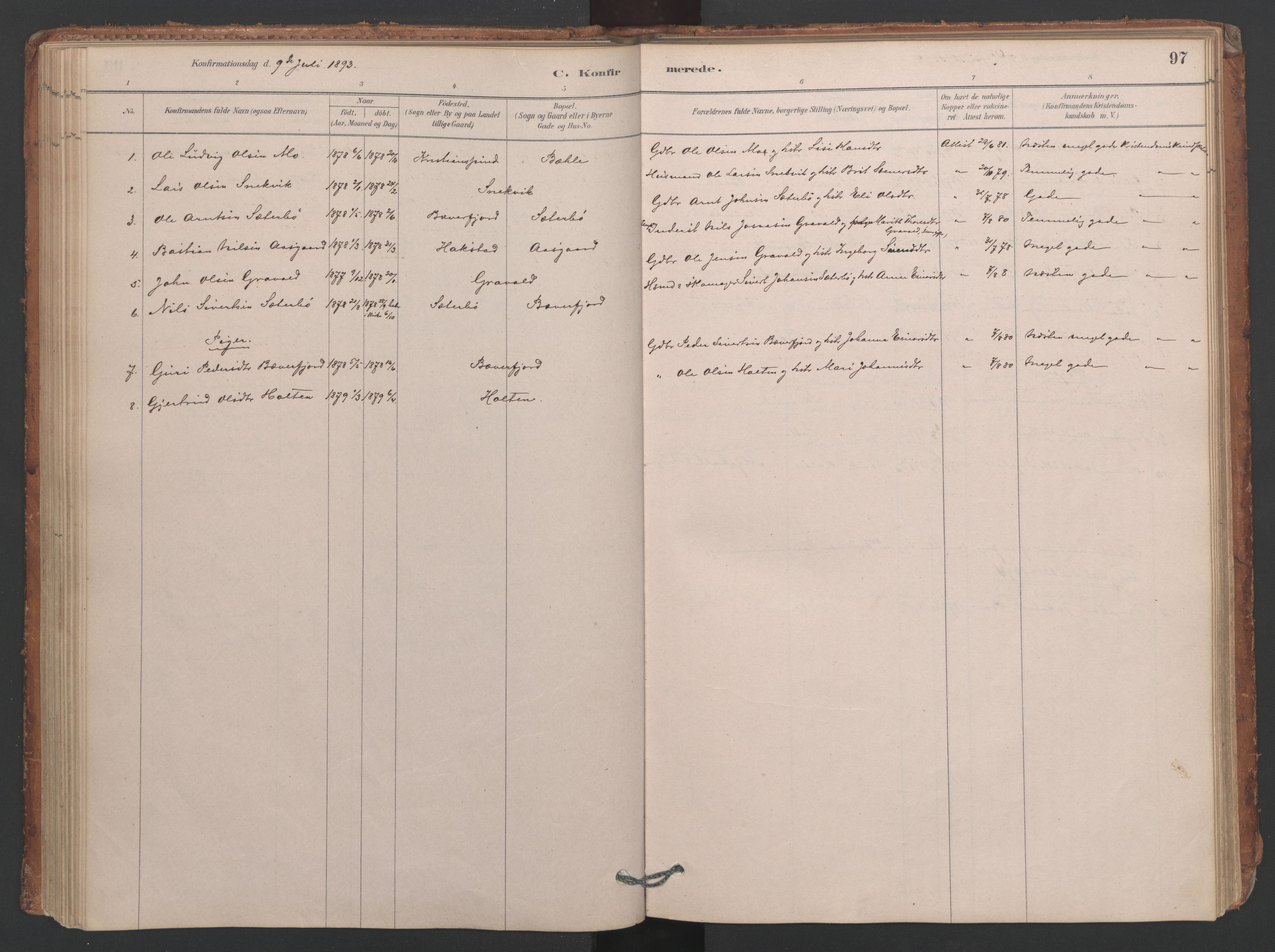 Ministerialprotokoller, klokkerbøker og fødselsregistre - Møre og Romsdal, AV/SAT-A-1454/594/L1036: Ministerialbok nr. 594A02 (?), 1879-1910, s. 97