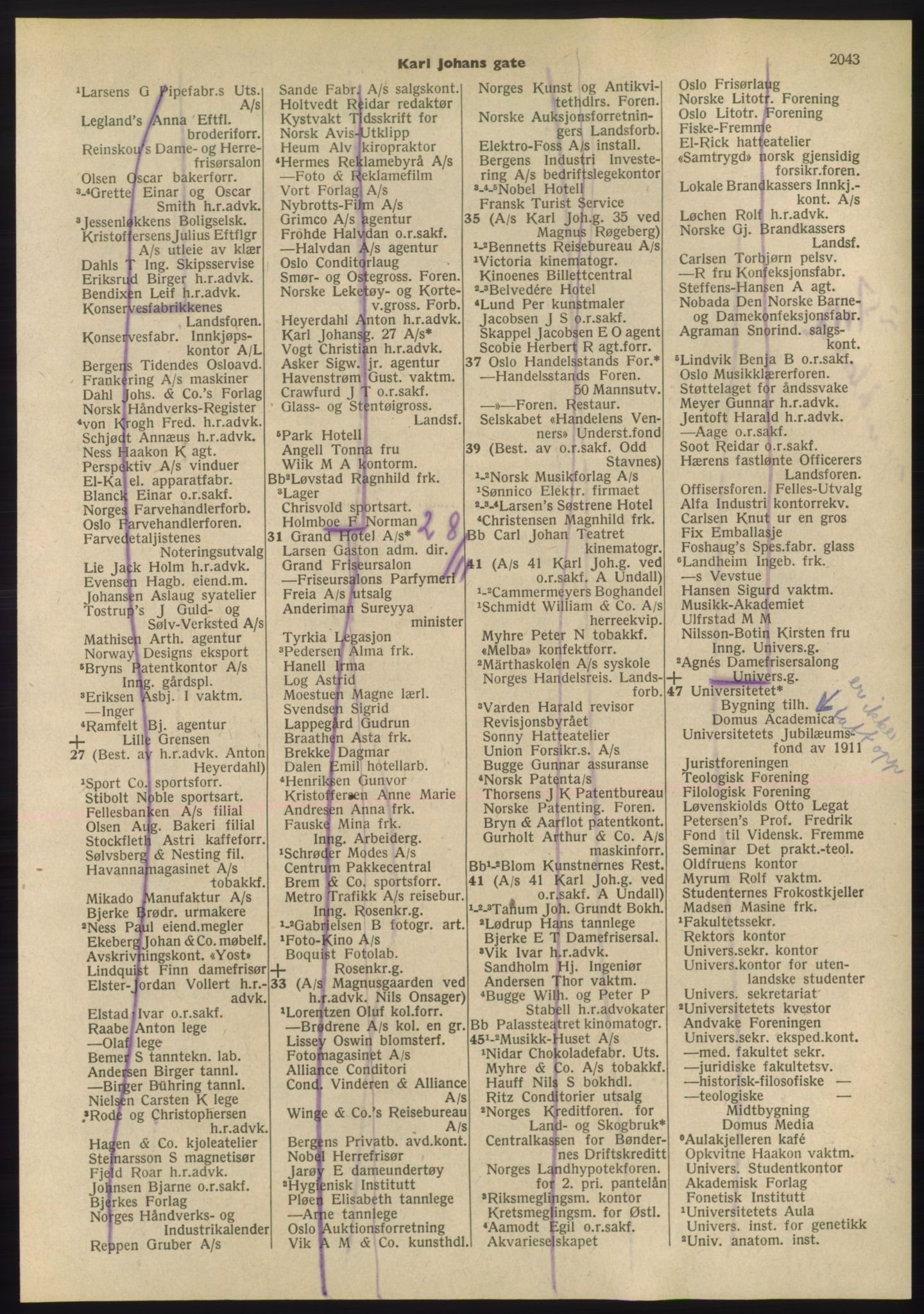 Kristiania/Oslo adressebok, PUBL/-, 1955, s. 2043